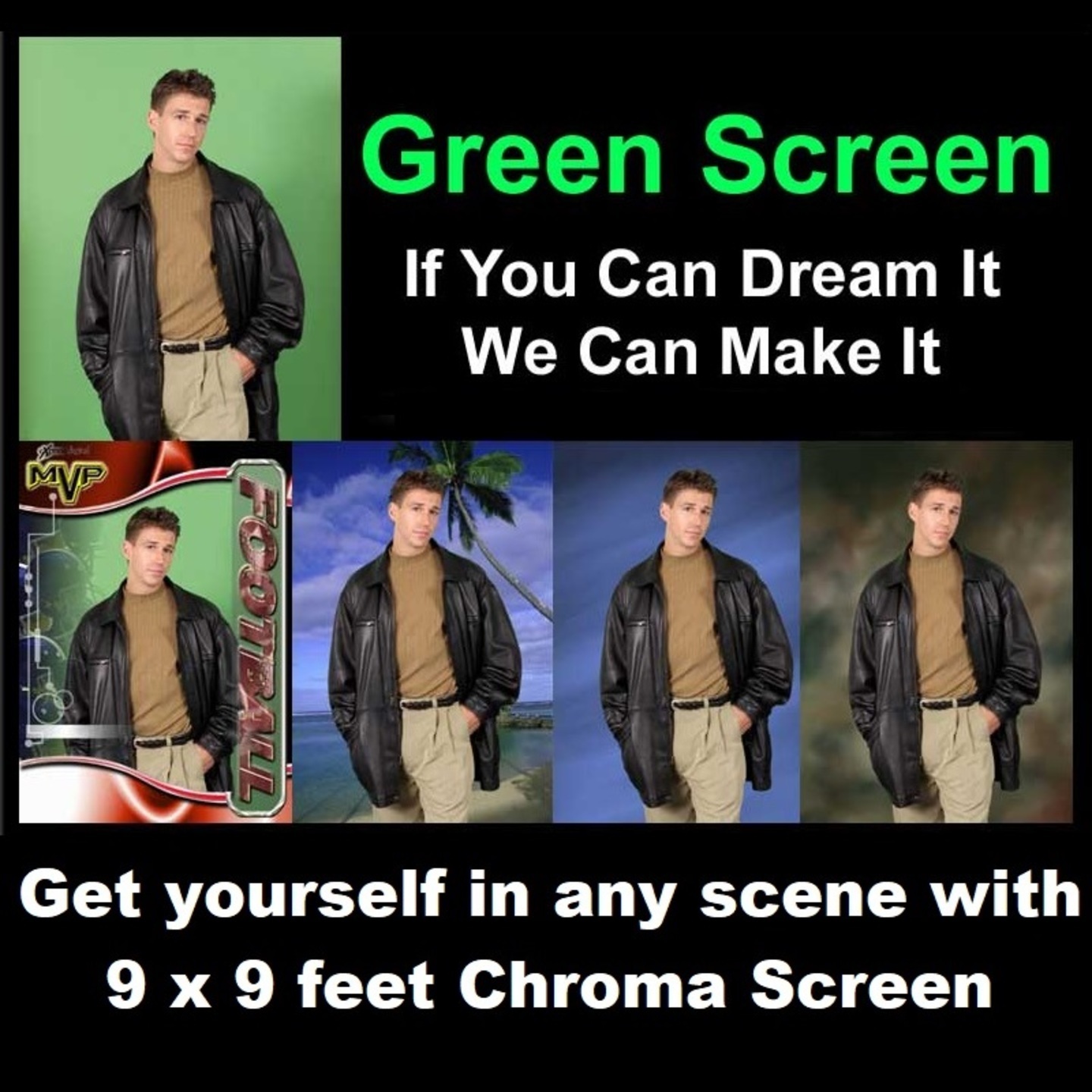 Rental 9 x 9 Feet Green Chroma Screen with stand