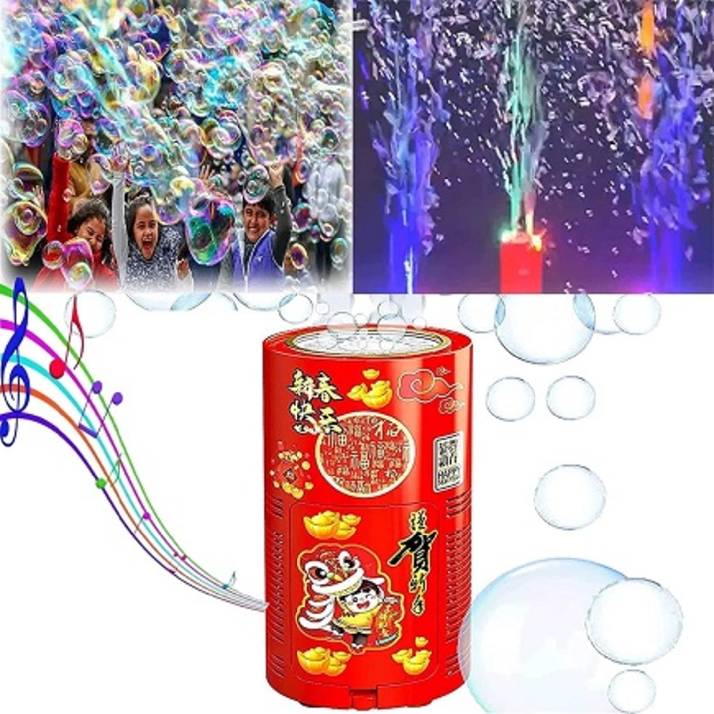 Portable Firework Bubble Machinewith with Light & Music for Birthday Parties and Events