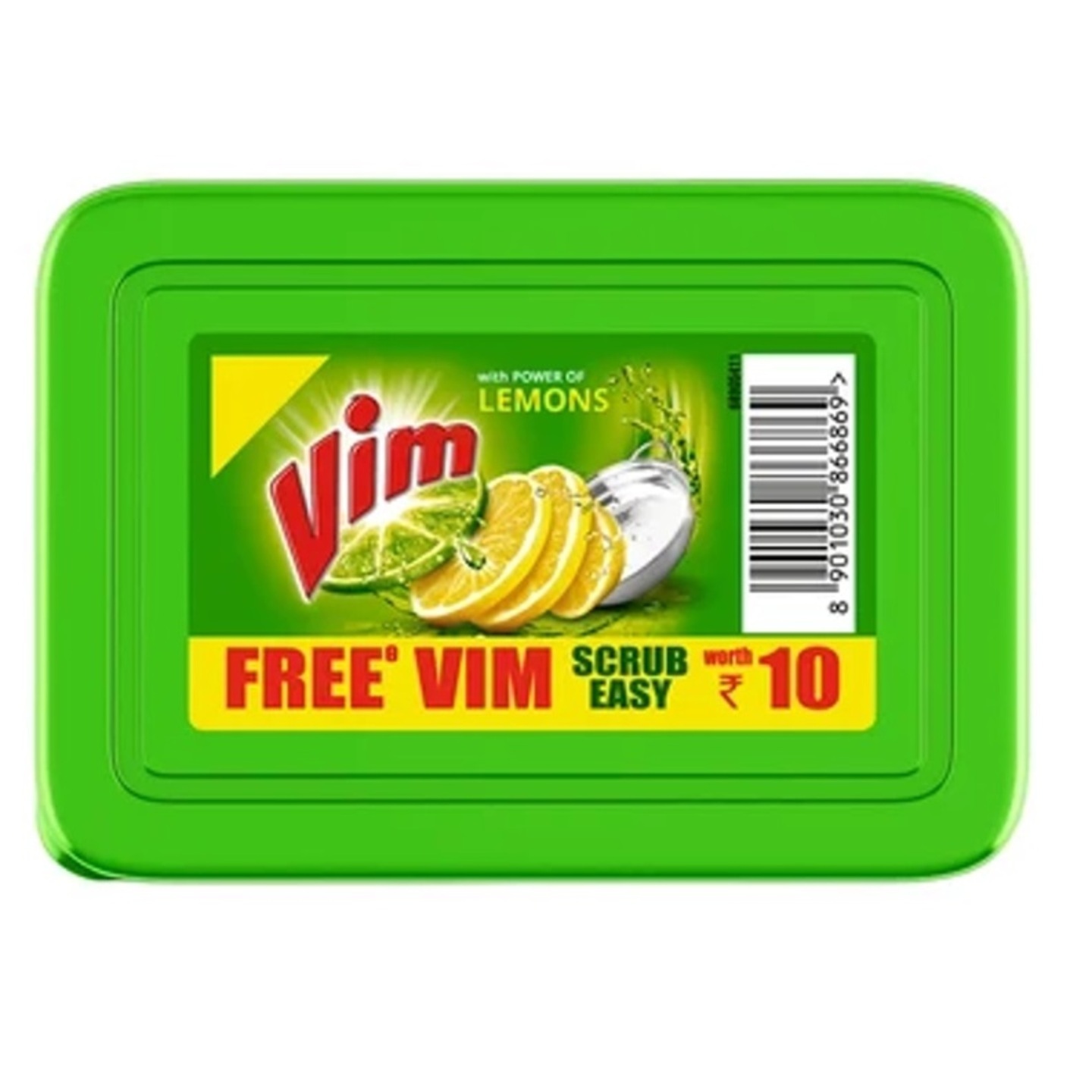 Vim Dishwash Bar Lemon Tub with free scrubber - 500 gram