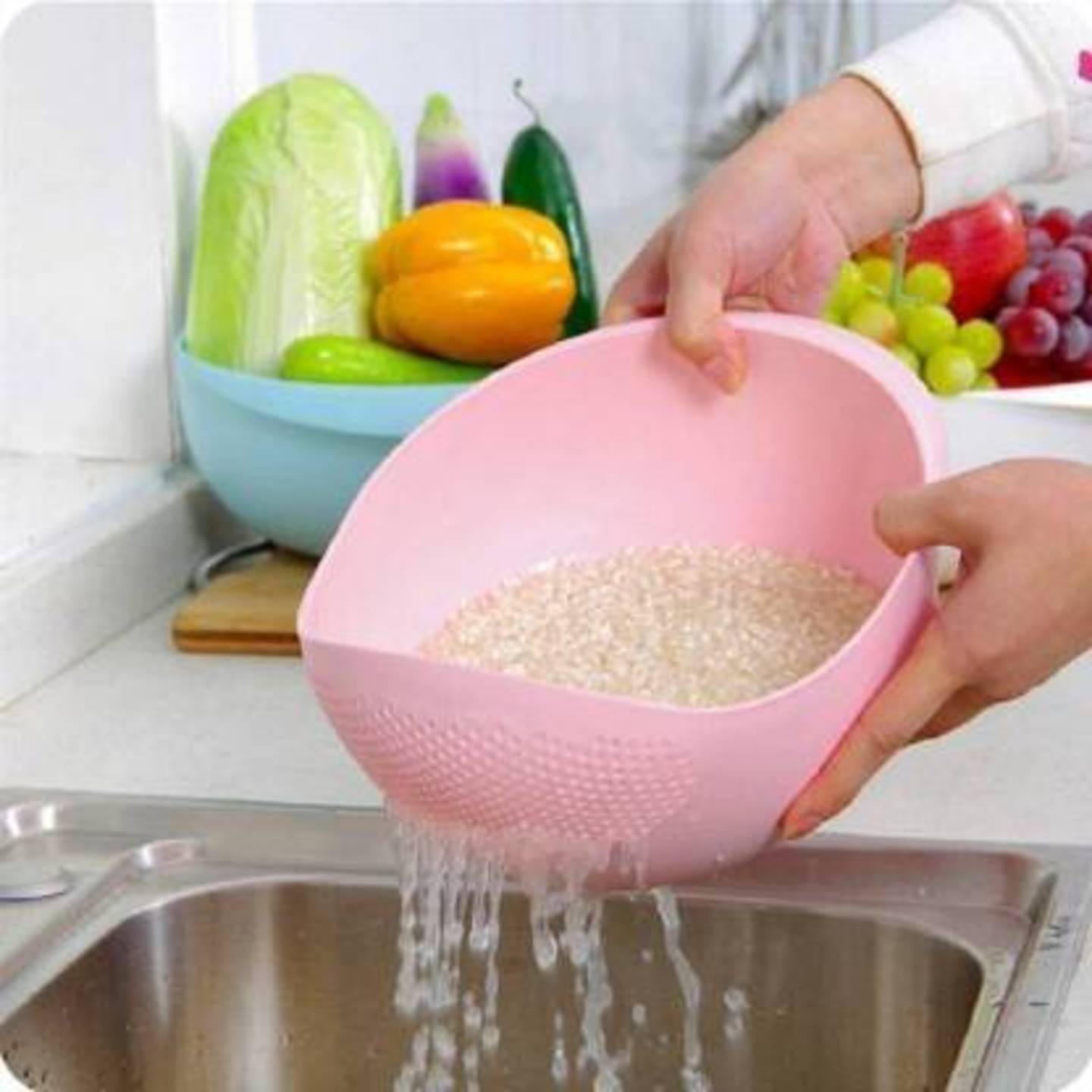 Rice Pulses Vegetable Washing Bowl & Strainer