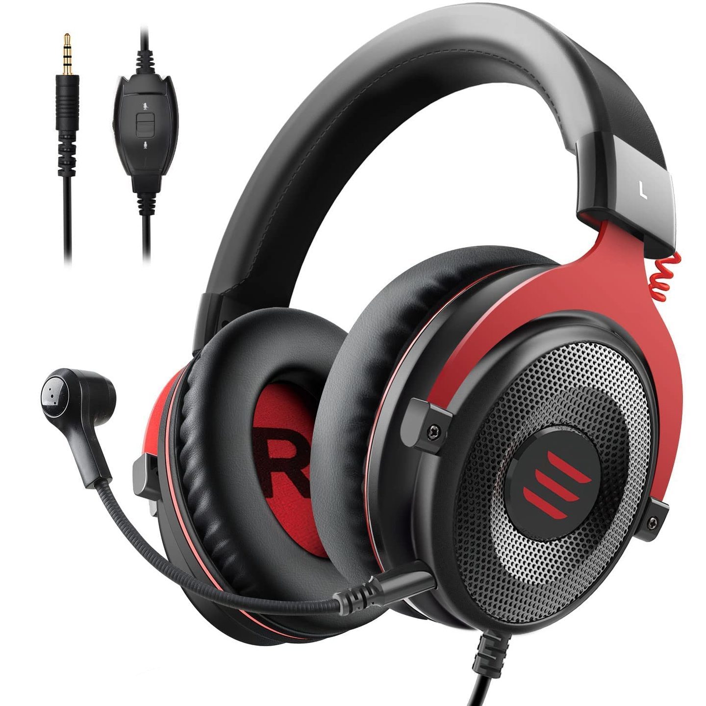 EKSA E900 Wired Stereo Gaming Headset with Noise Canceling Mic (Red)