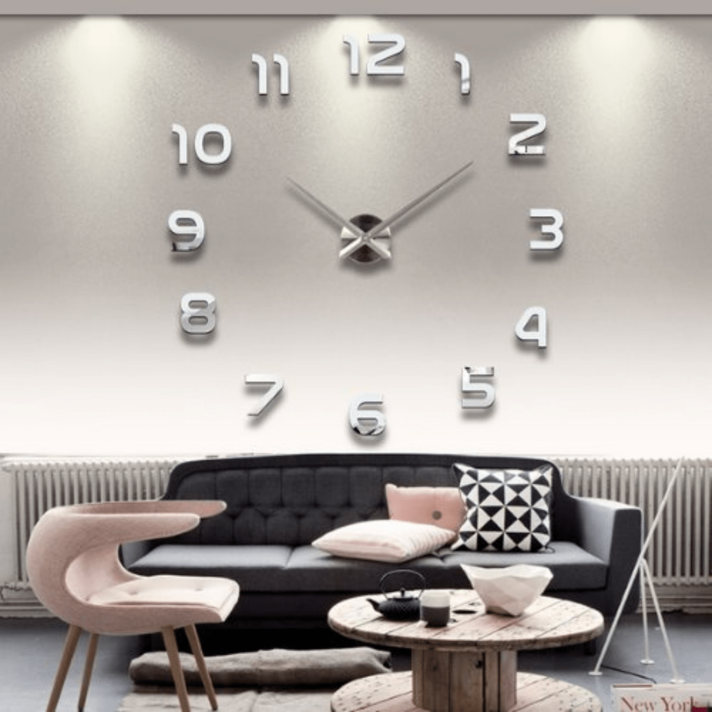 Acrylic Metal Mirror Big Size metal wall clock Up to 240 cm diameter