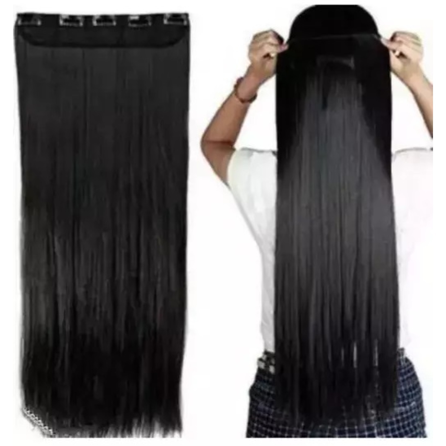 26 Inches 5 Clip base black Straight hair extension for women