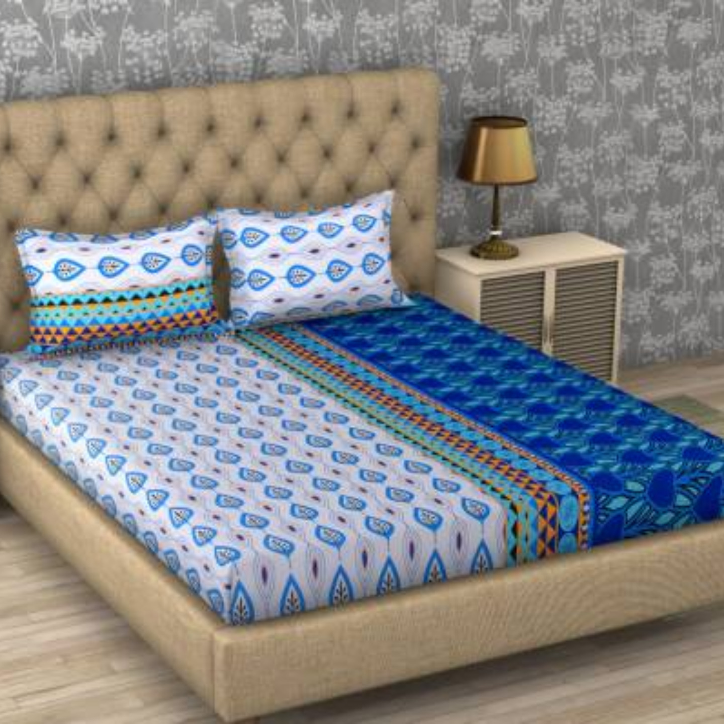 Home Furnishing 104 TC Cotton Double Printed Bedsheet