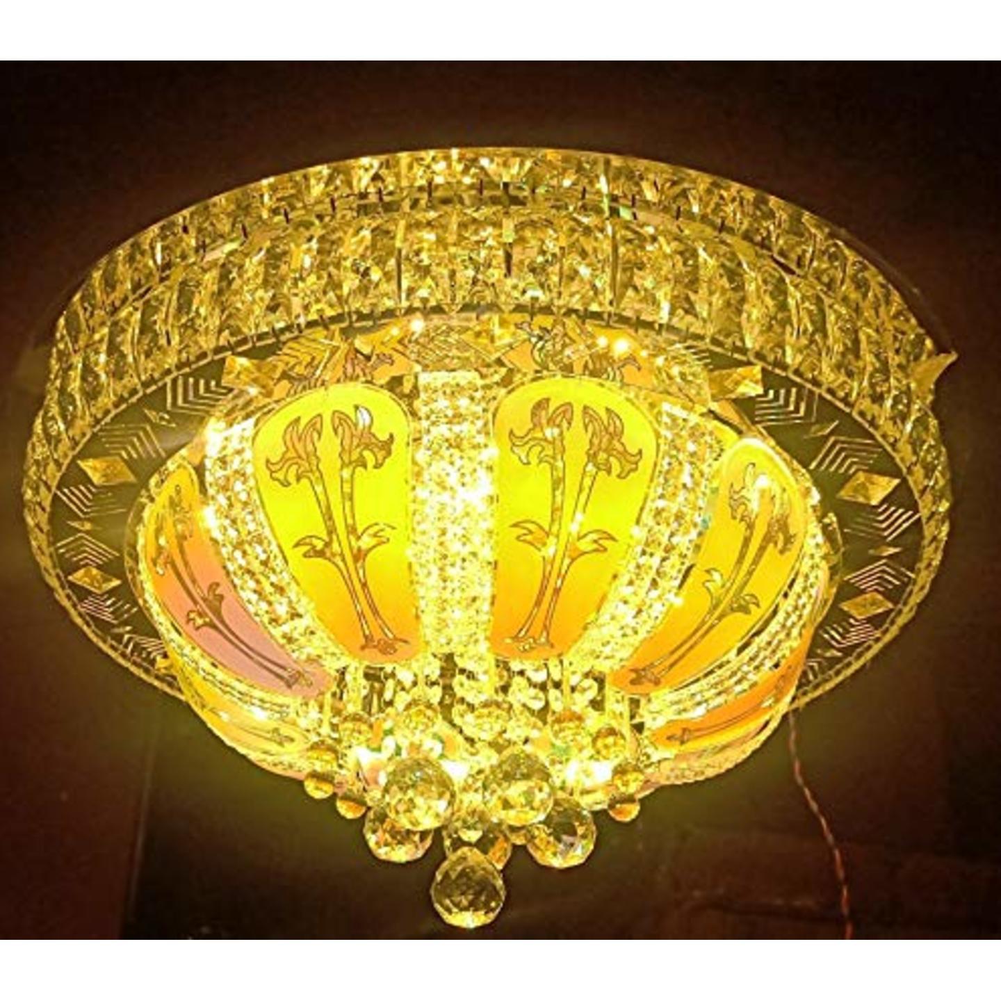 Crystal and glass Rotating Chandelier with Bluetooth music system & remote