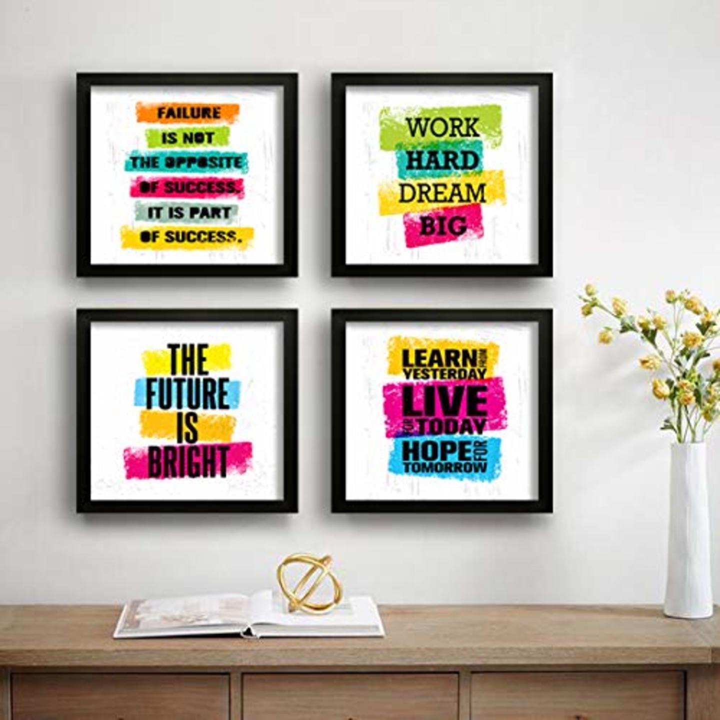 Set of 4 UV Coated Motivational Quotes Framed Painting