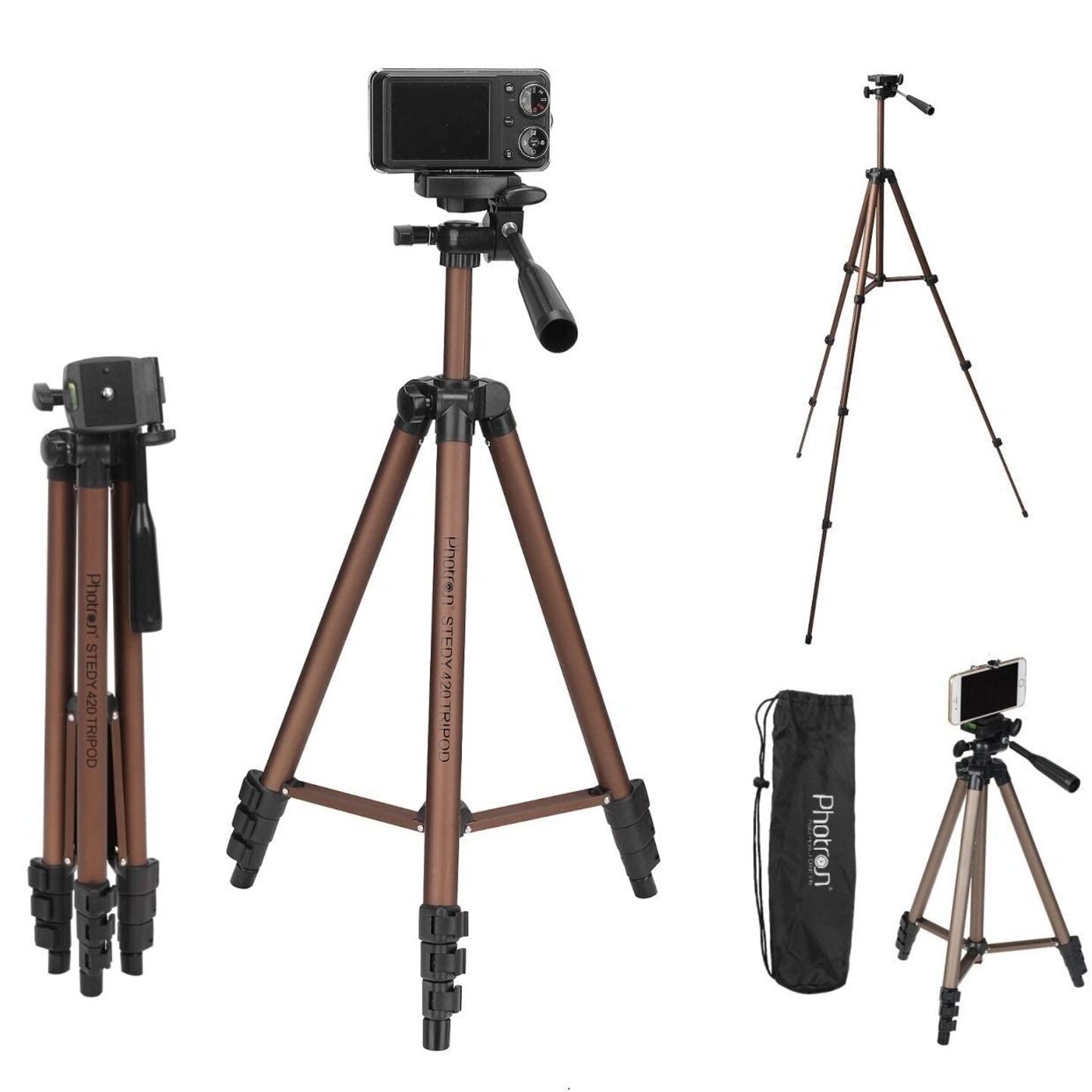 Photron Stedy 420 Tripod (50 Inch) for Smart Phone, Camera - Load 2.5 KG