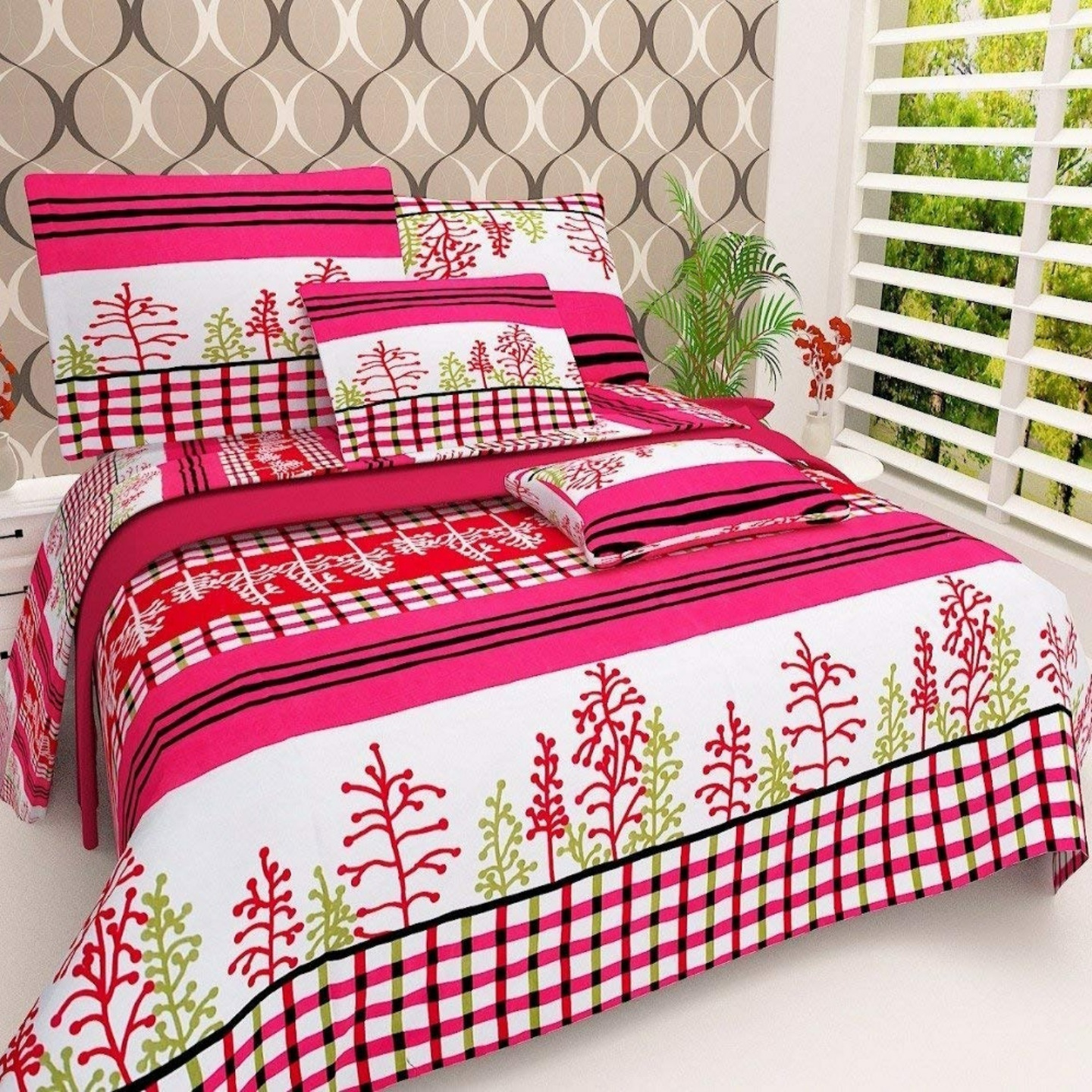 Double bedsheet with 2 pillow covers
