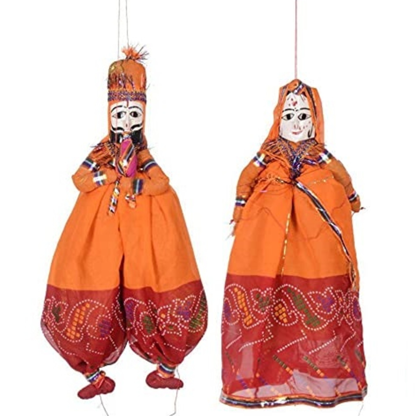 Set of 2 Rajasthani Puppets (Random design)