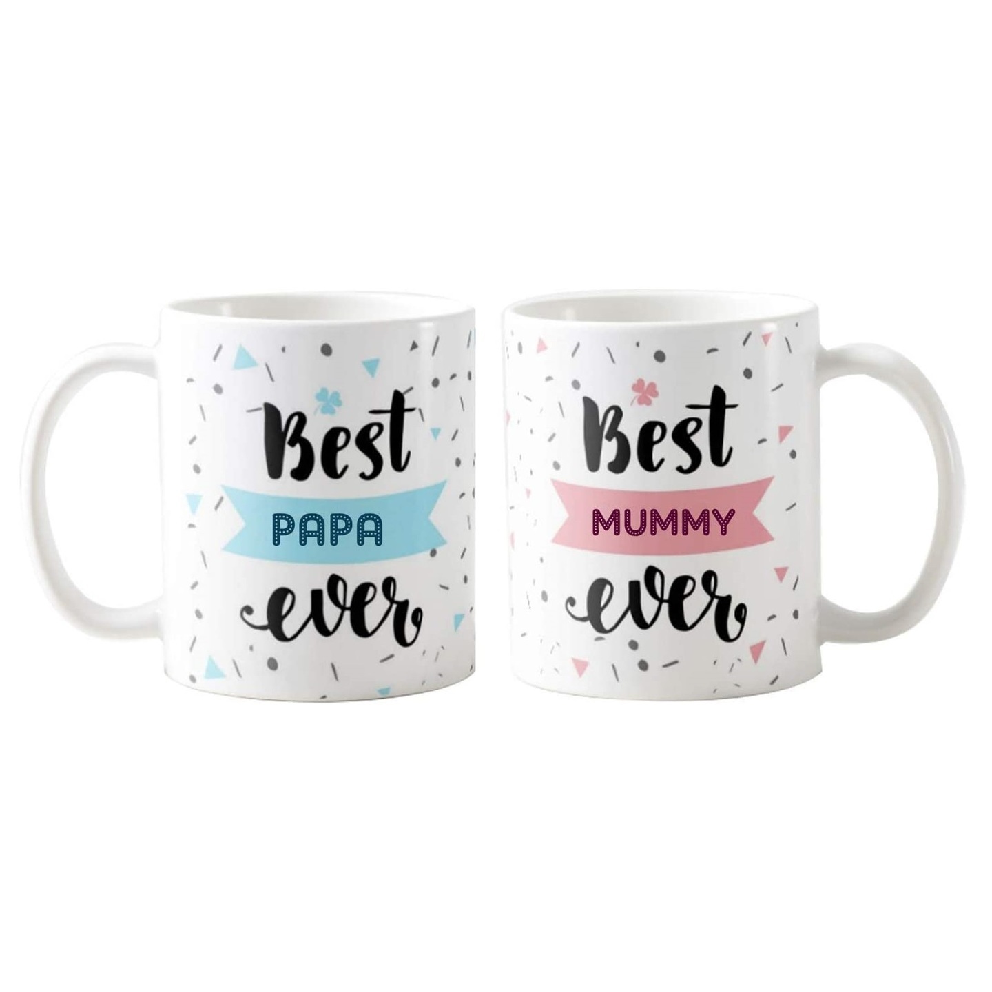 Set of 2 Ceramic Mugs - Best mom ever & Best dad ever