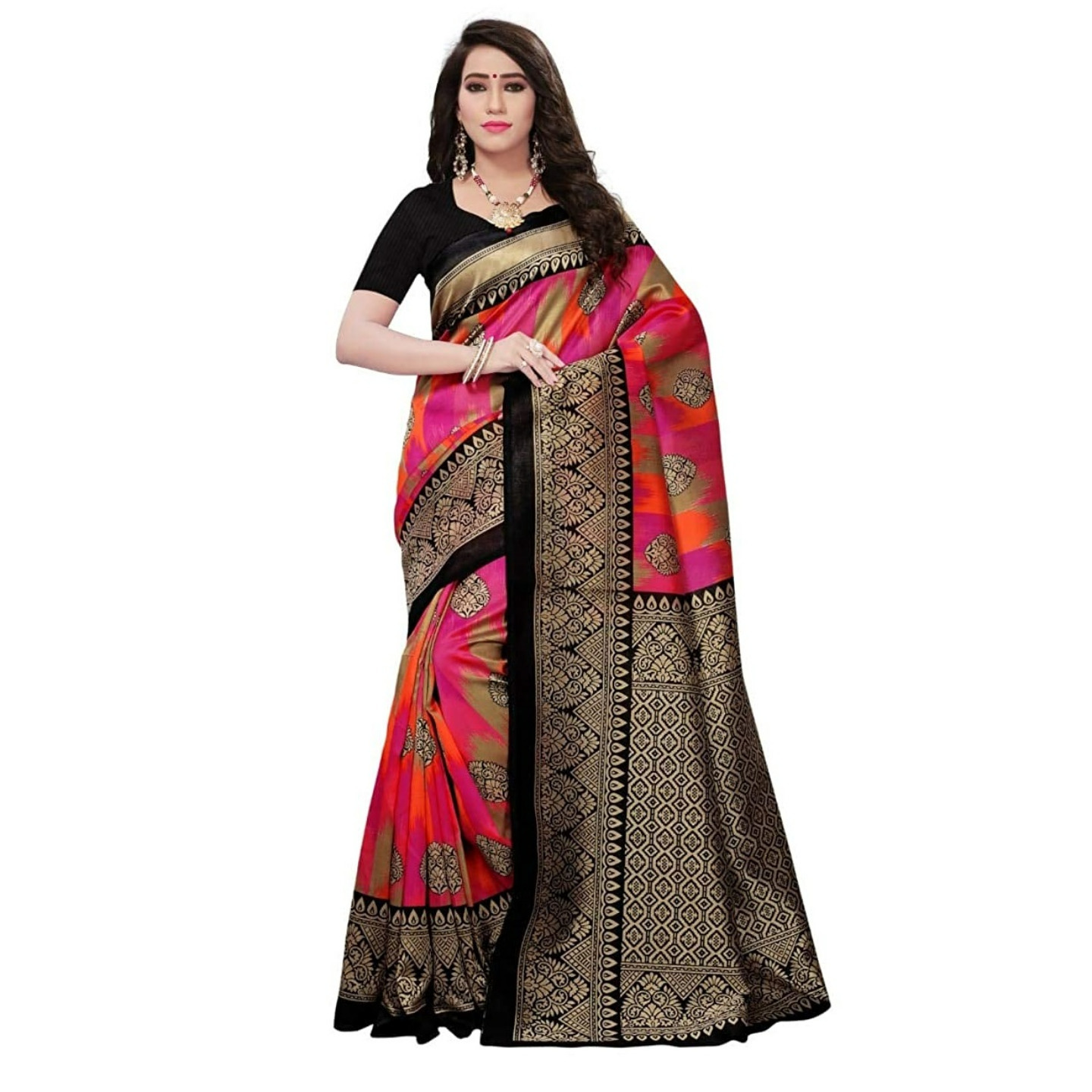 Womens Art Silk Saree with Blouse Piece