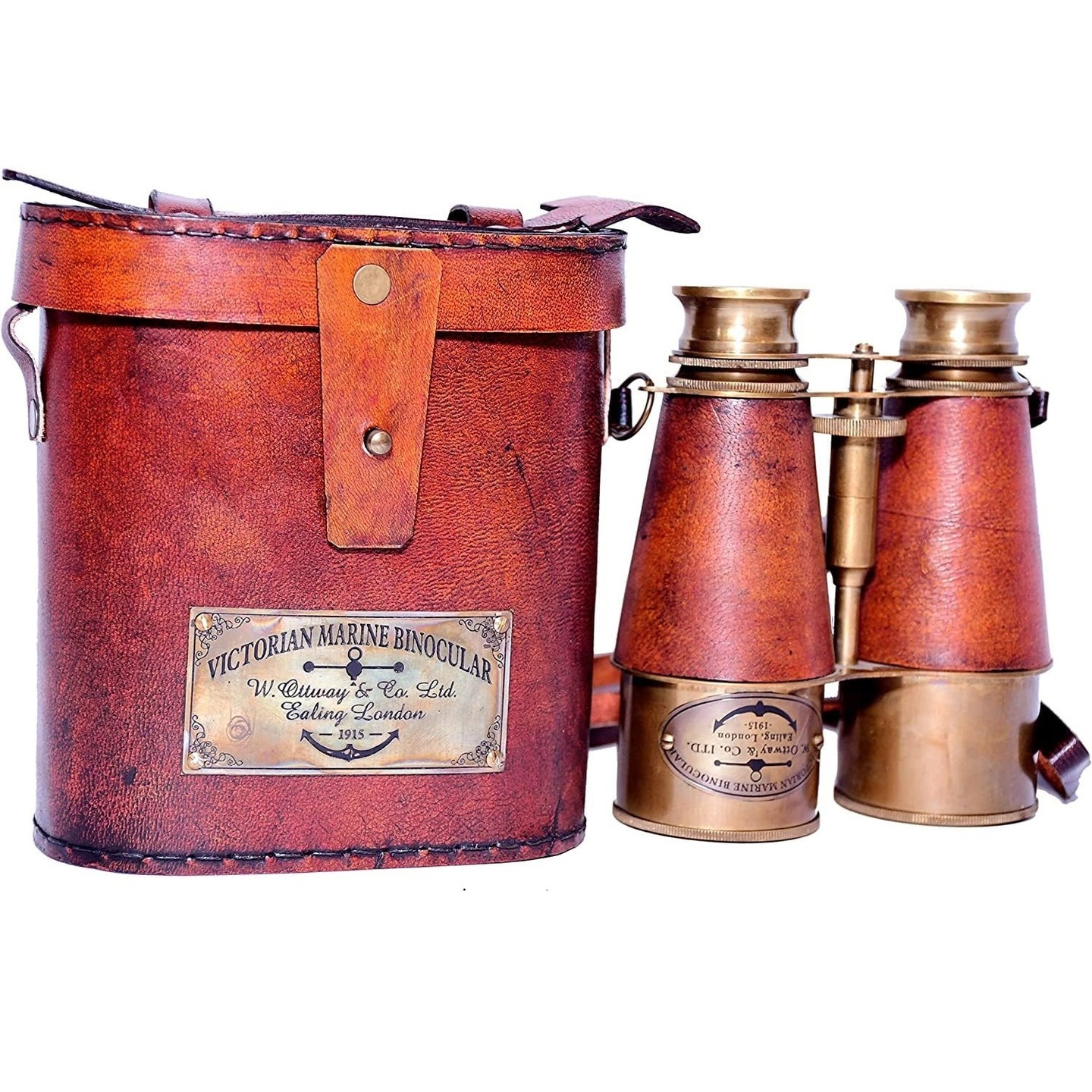 Nautical Victorian Marine Vintahe Binocular with Leather Case