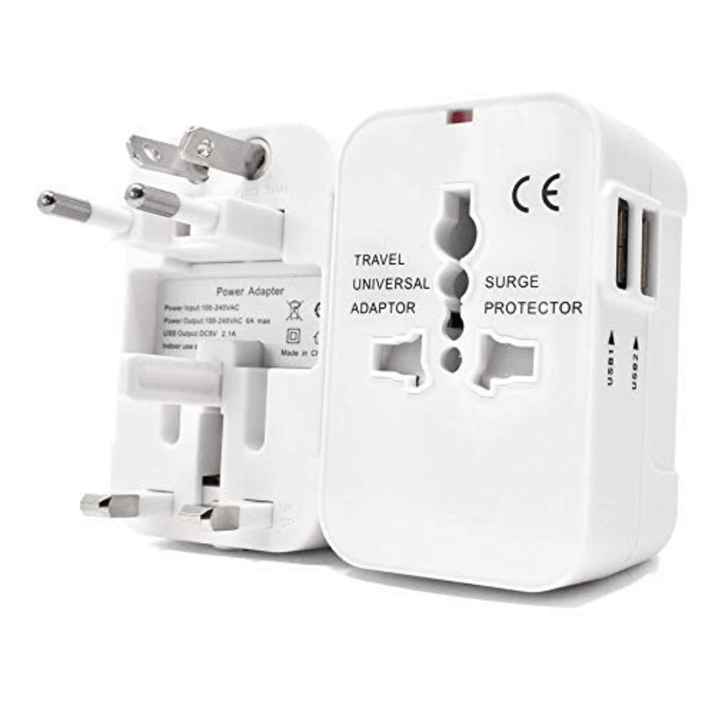 Latest Universal International Travel Adapter 2 Port/USB Worldwide AC Outlet Plugs for Europe, UK, US, AU, Asia White,Universal Travel Adapter fit...