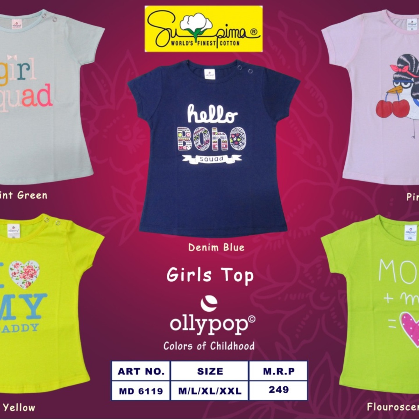 Girl's Half Sleeves Top Ollypop 4 pcs