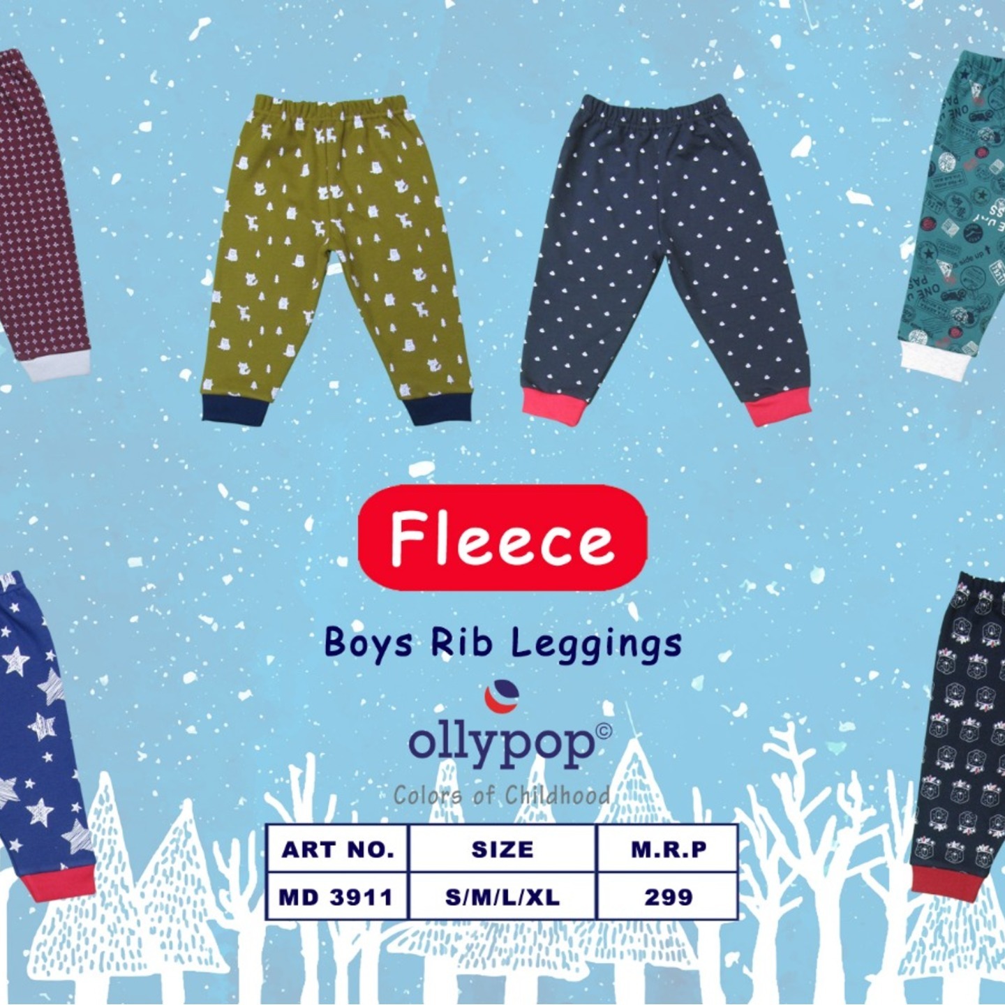 Boys Rib Leggings Ollypop 12 pcs