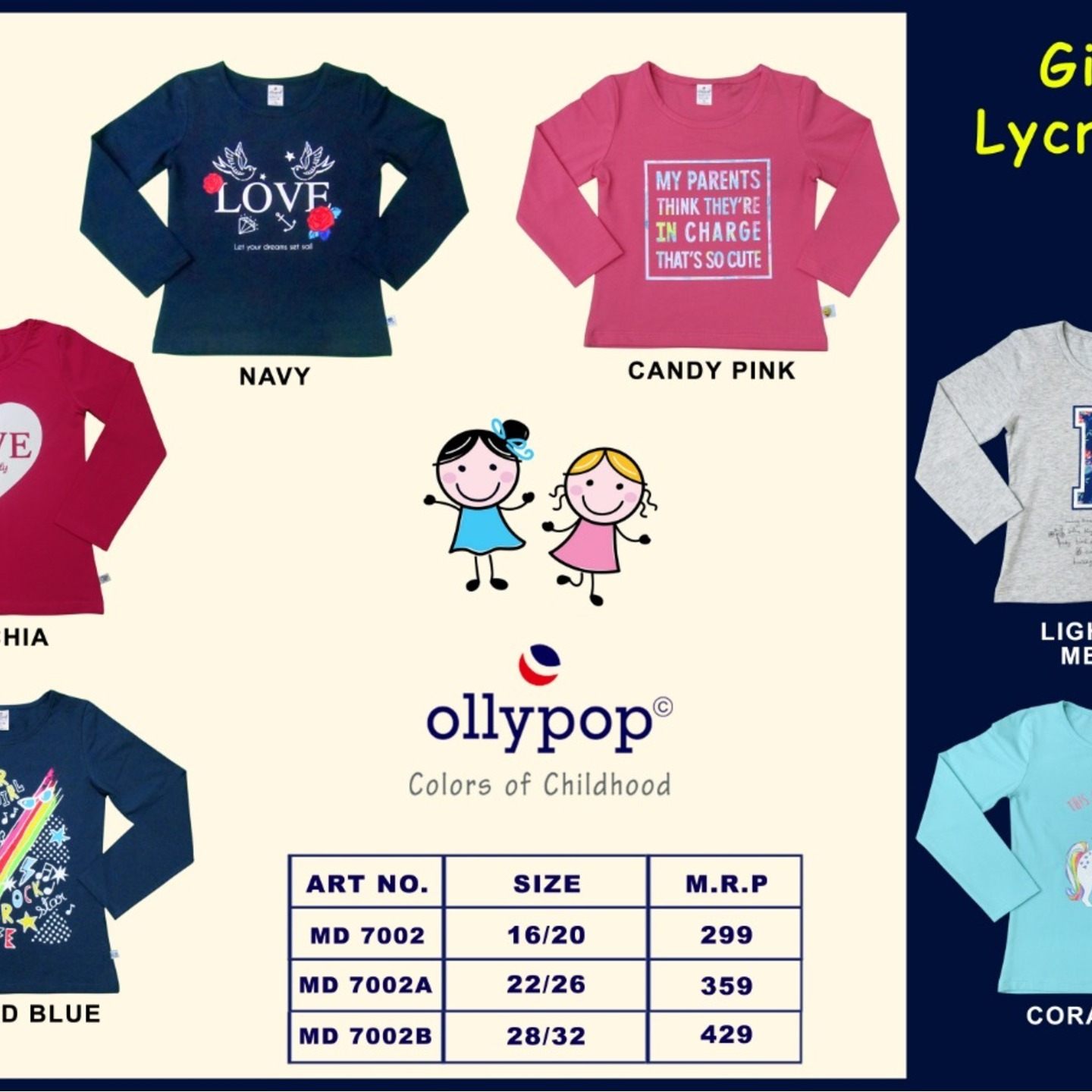 Girl's Lycra Top Ollypop 6 pcs