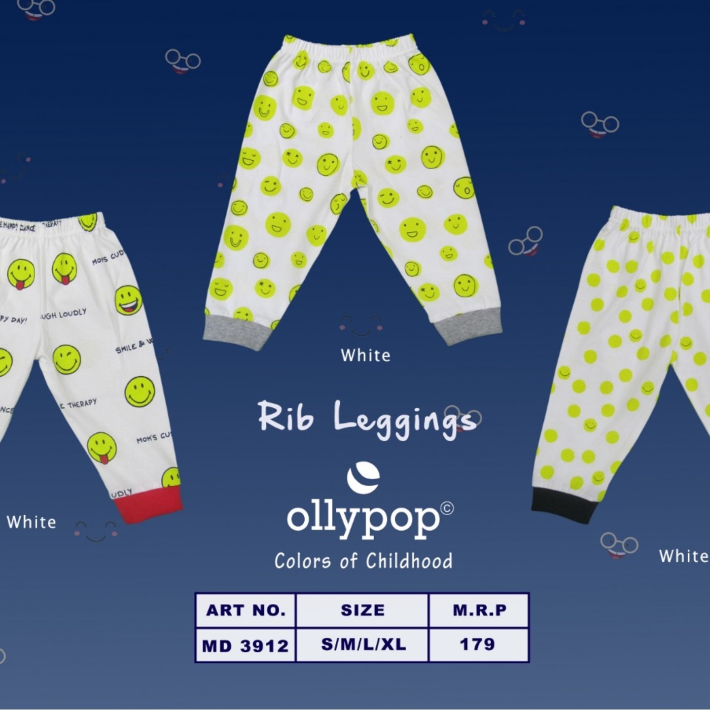 Girl's Rib Leggings Ollypop 12 pcs