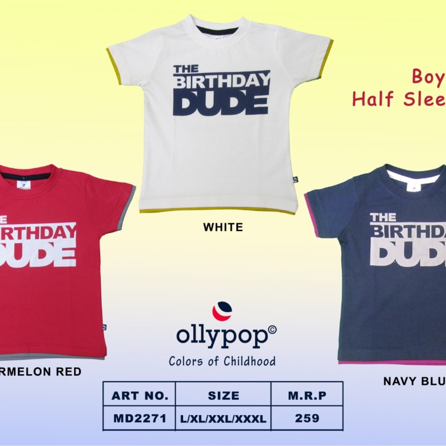 Boys Half Sleeves Tee Ollypop 12 pcs
