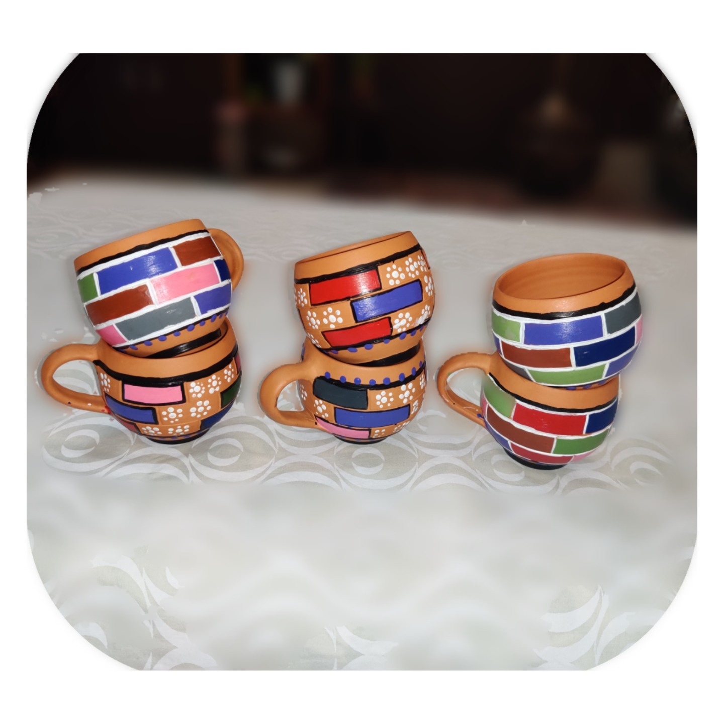 Brick Art themed - Arty tea cups