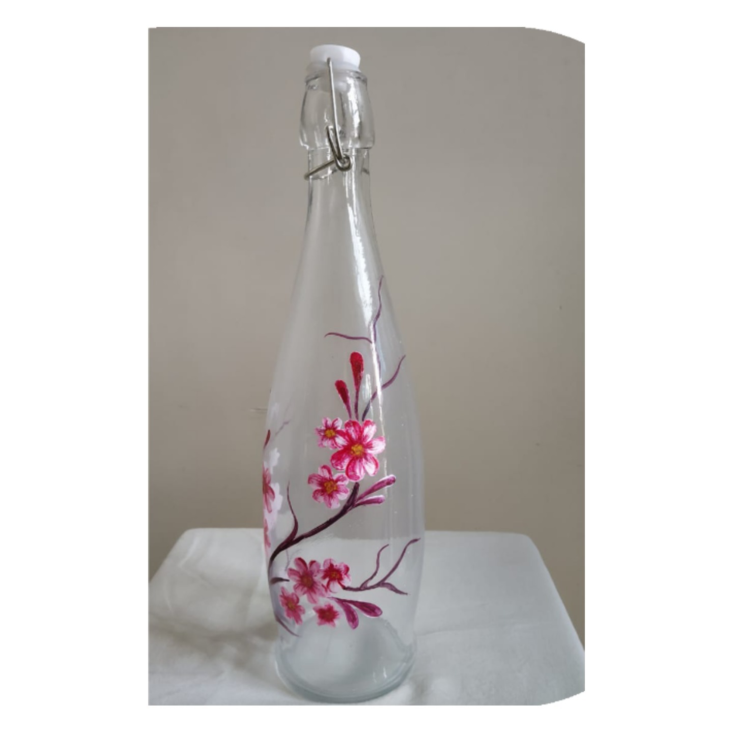 Flower Themed Glass Bottle