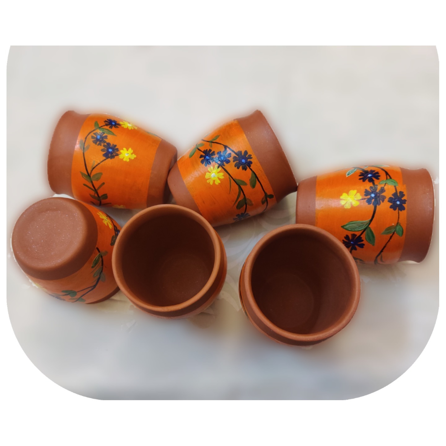 Flower Vine themed - Arty Kulhad set  6pcs