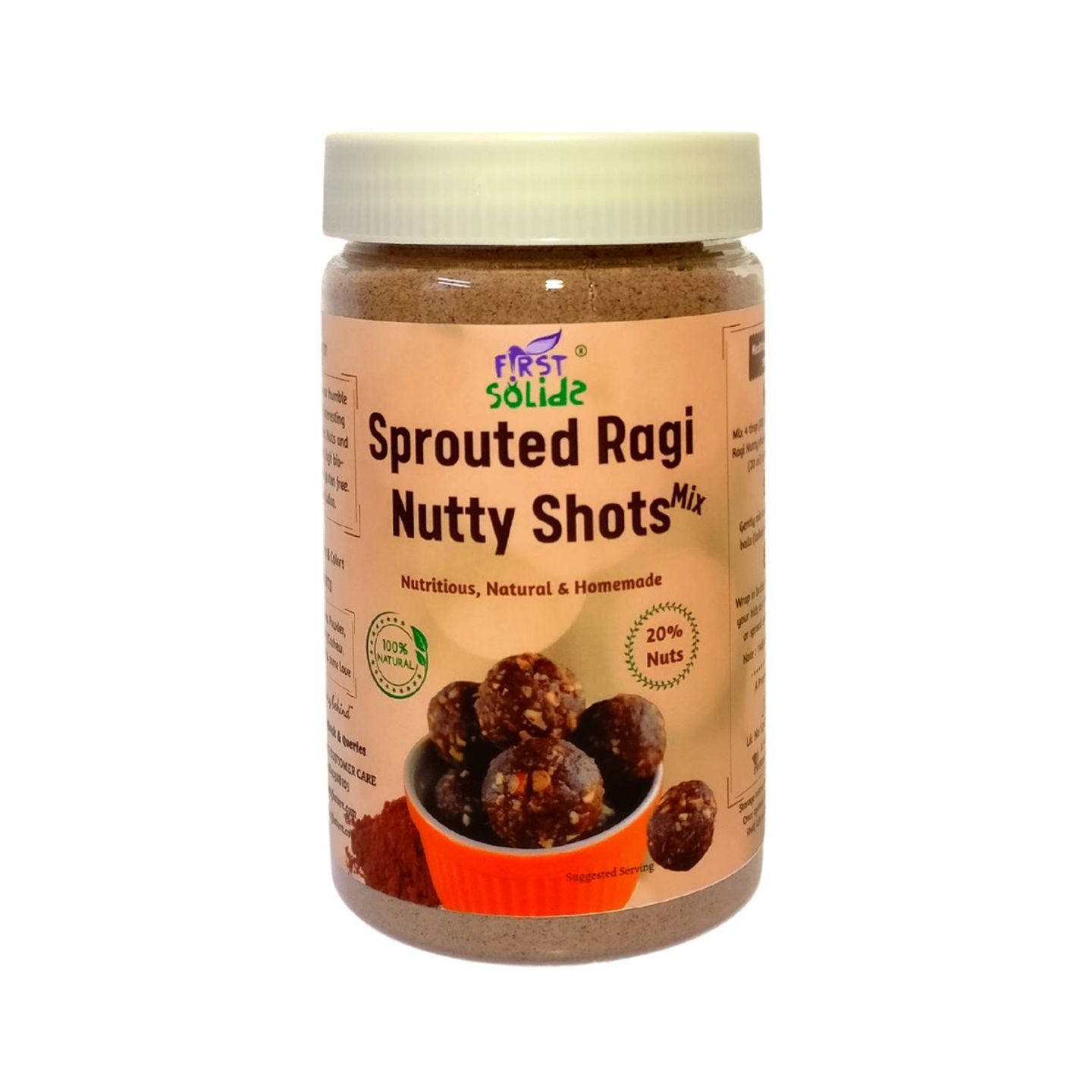 First Solids Sprouted Ragi Nutty Shots -Fresh Chocolaty Healthy Natural Instant Ladoo Mix Kids Snacks
