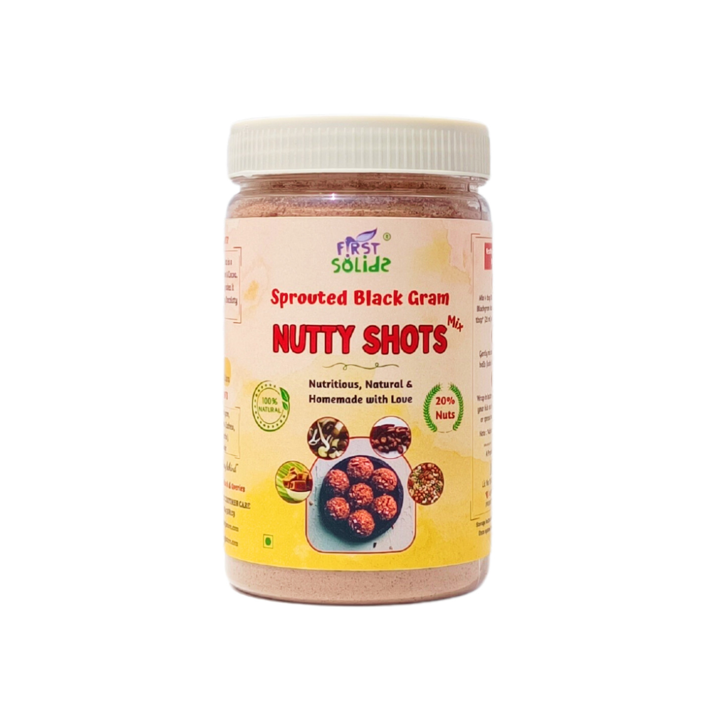 First Solids Sprouted Black Gram Nutty Shots 300g  Protein Rich Chocolaty Healthy Natural Instant Ladoo Mix Kids Snacks