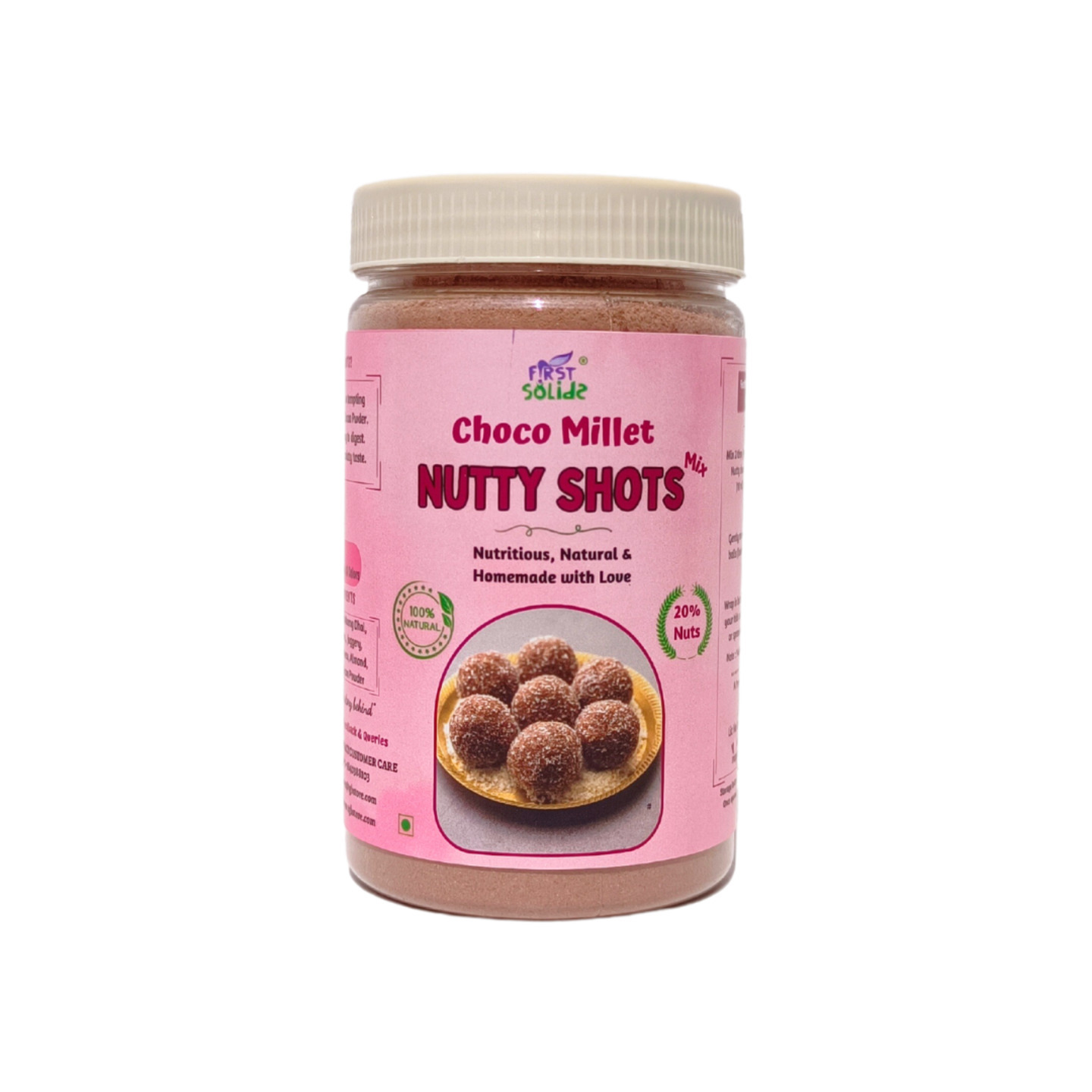 First Solids Choco Millet Nutty Shots 300g  Protein Rich Healthy Natural, No Cook Ladoo Mix  Kids Snacks