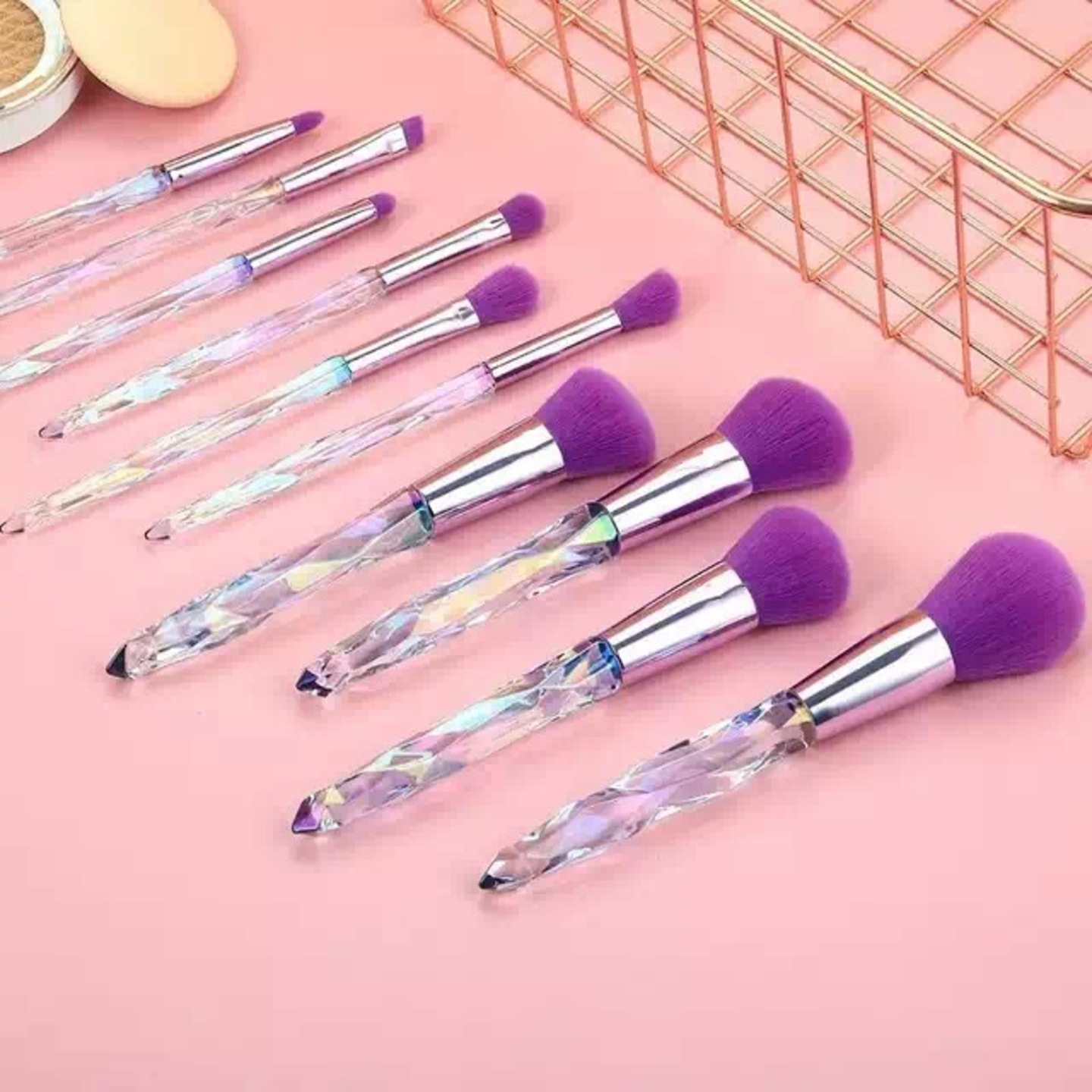 Luxury Beauty 10PCs Makeup Brushes, Acrylic Handle Series Professional Premium Synthetic Cosmetic Brushes for Blending Foundation Powder Blush Concealers Highlighter Eye Shadows Brushes  (Pack of 10)