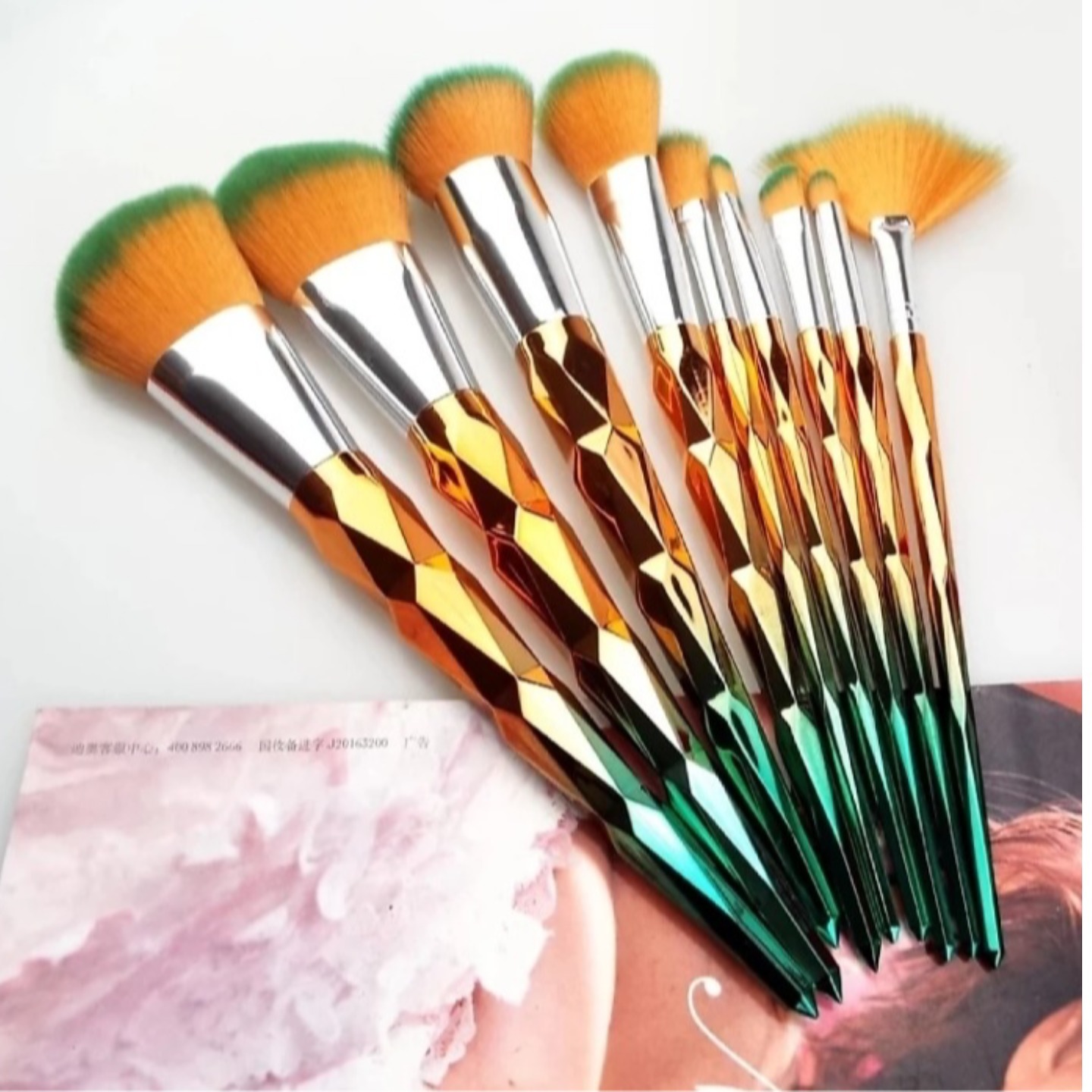 LUXURY BEAUTY Colorful Makeup Brushes Pack of 9