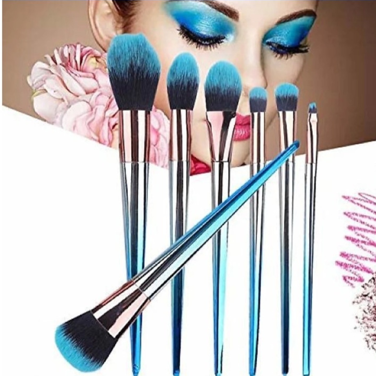 Luxury Beauty Blue Gradient Makeup Brushes  Pack Of 7