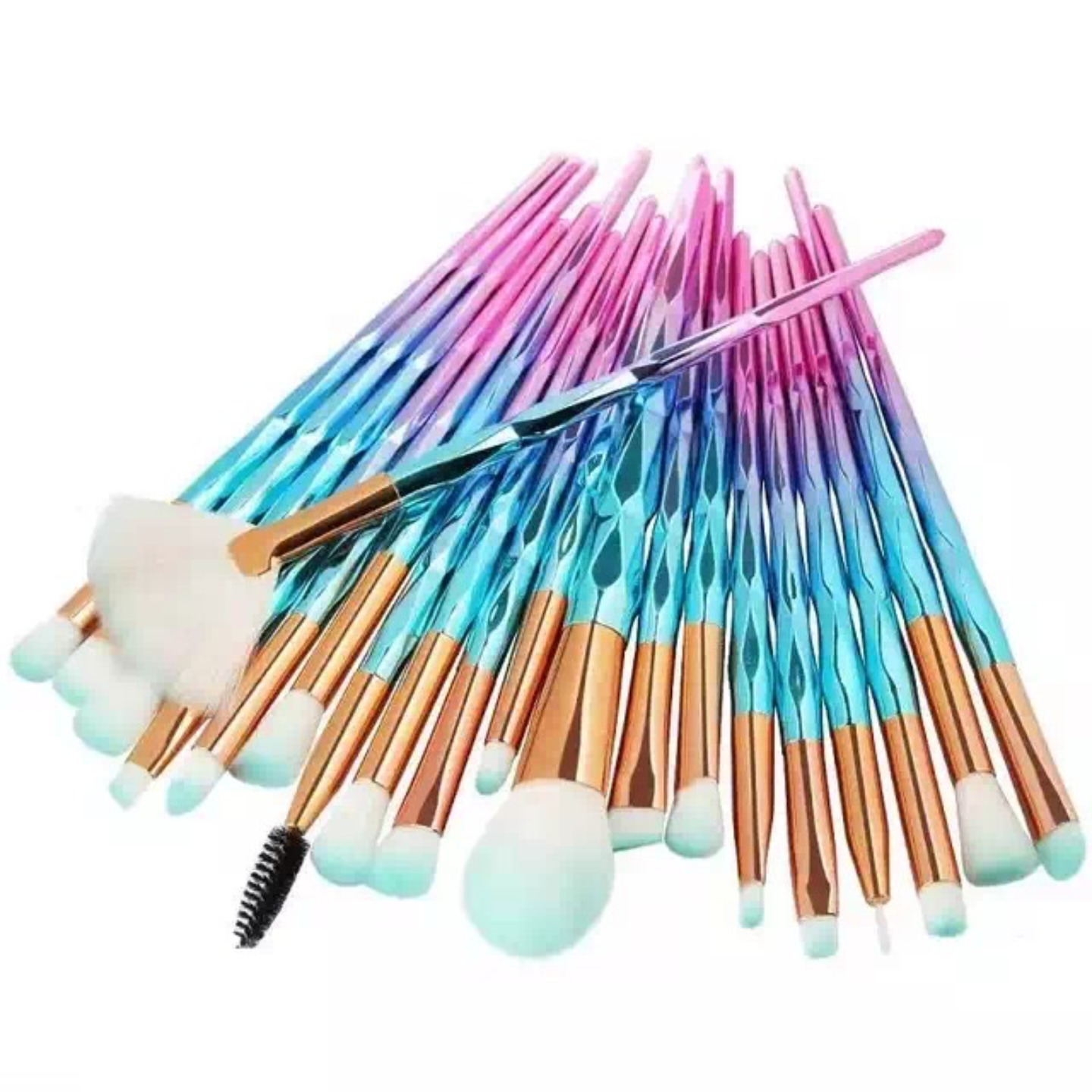 Luxury Beauty Eye Shadow Makeup Brush Set,20pc Shiny Diamond Eye Makuep Brushes,Unicorn Makeup Brush Kit  Pack of 20