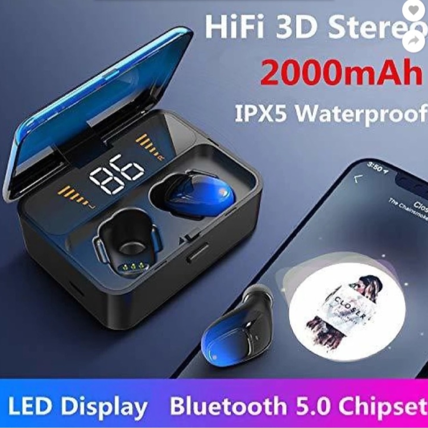 ROHS VALIANT Dashing Pro ES01 TWS Wireless Earbuds Bluetooth Headset BLUE