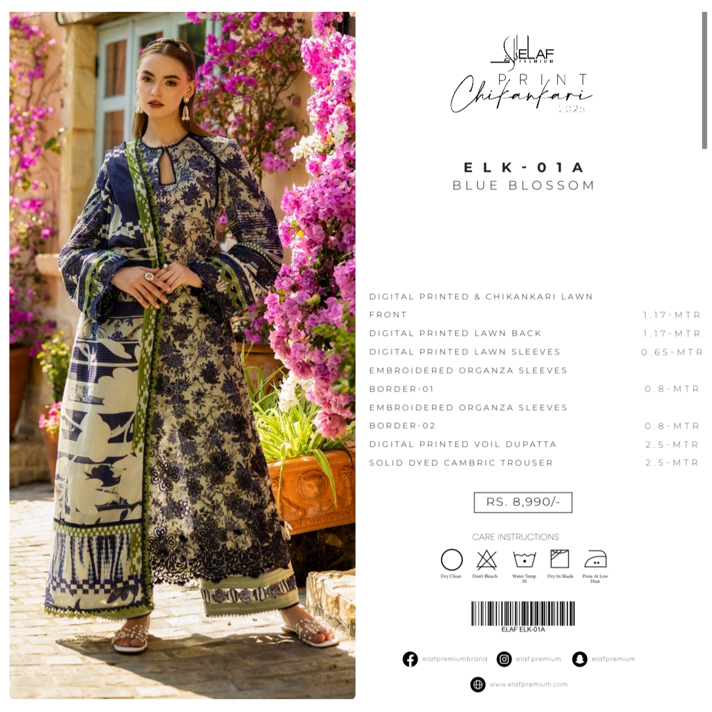 Elaf Chikankari Lawn 2025