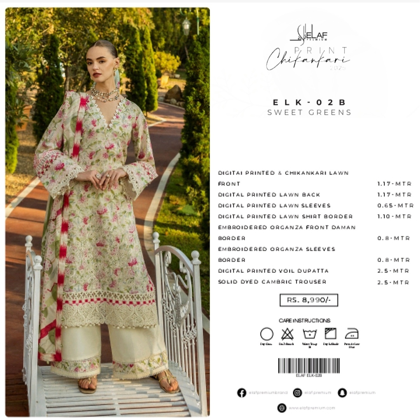 Elaf Chikankari Lawn 2025
