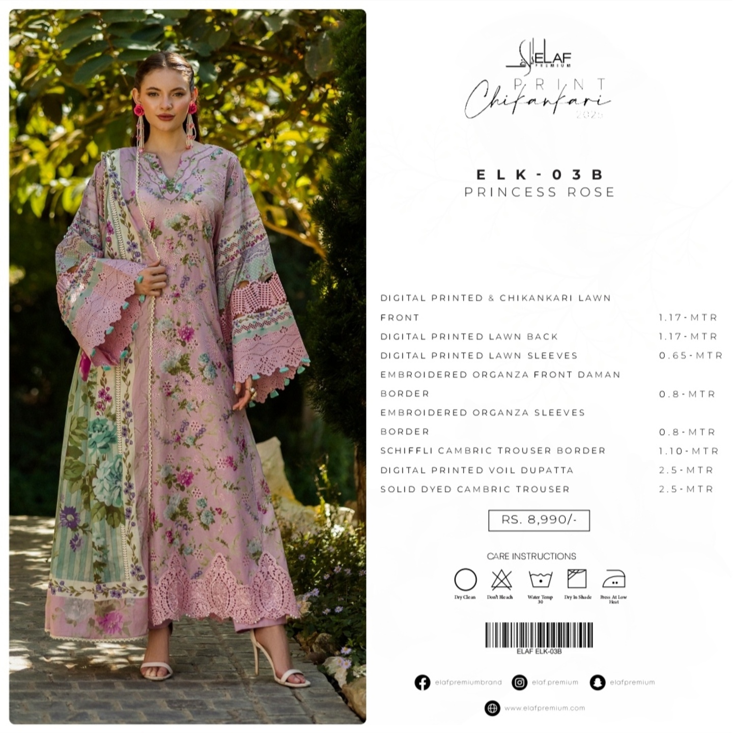 Elaf Chikankari Lawn 2025