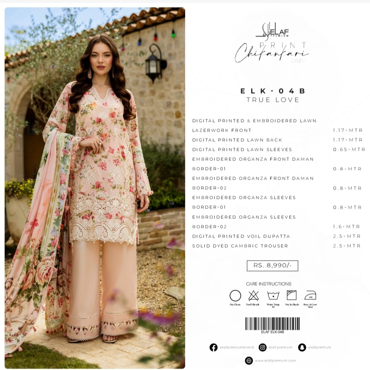 Elaf Chikankari Lawn 2025