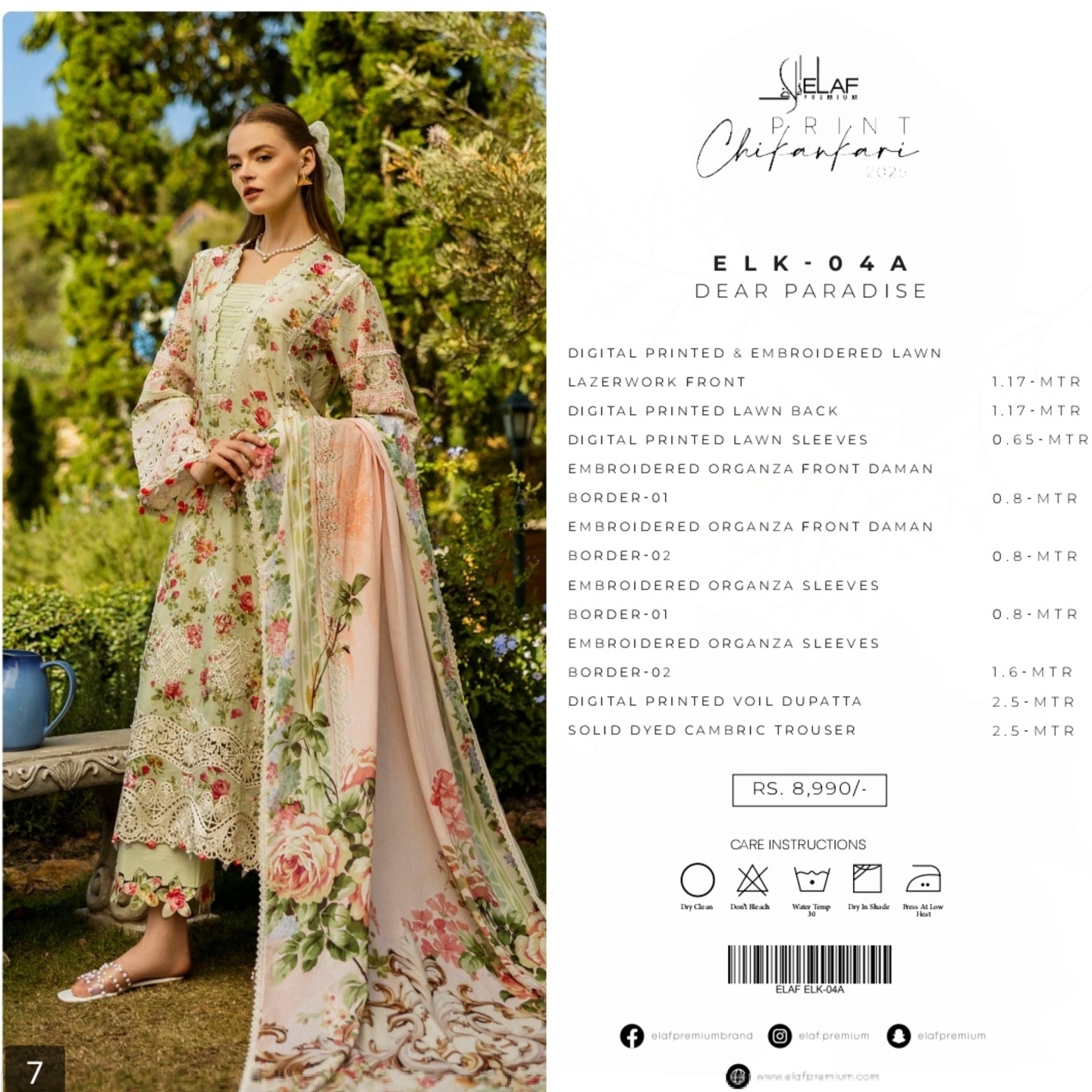 Elaf Chikankari Lawn 2025