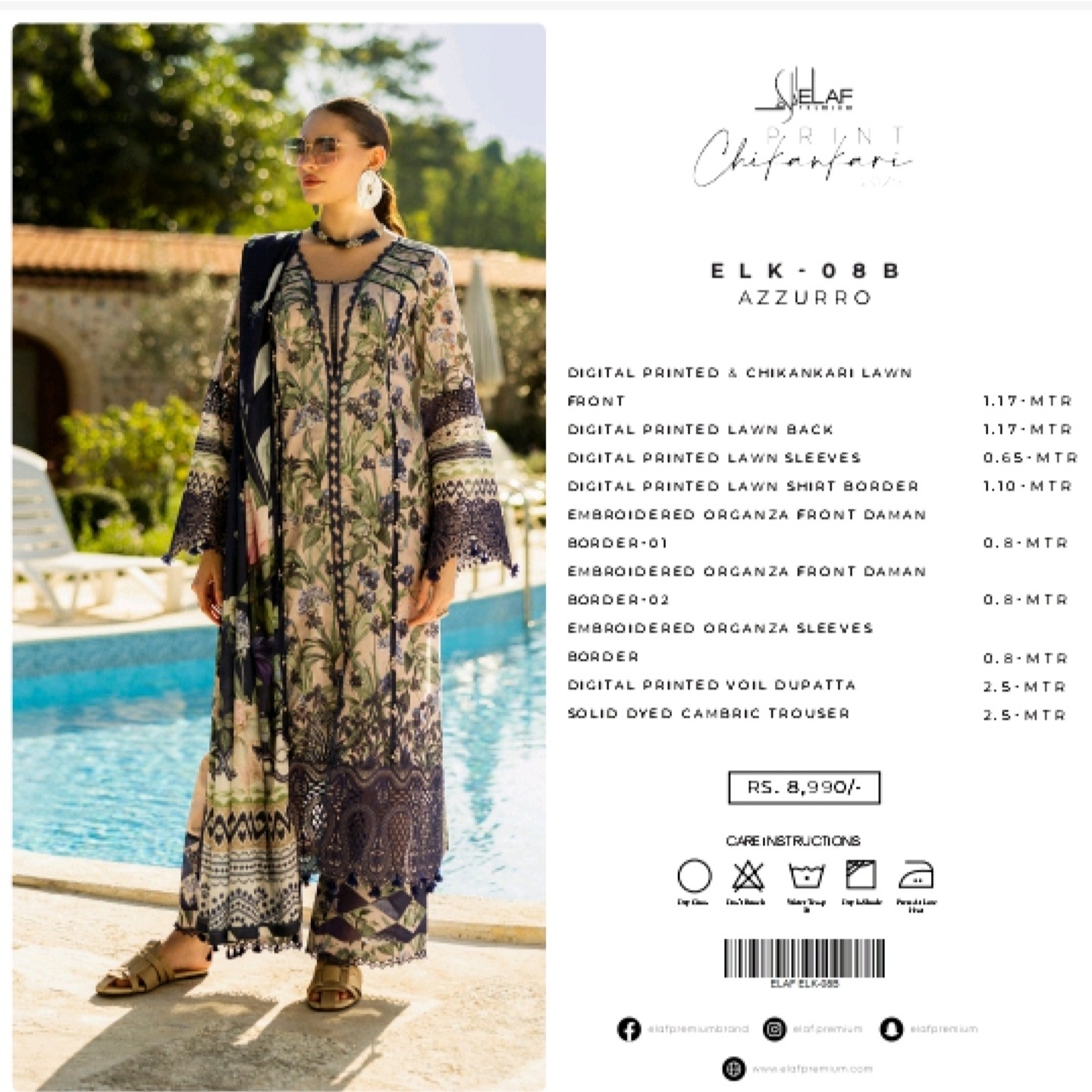Elaf Chikankari Lawn 2025