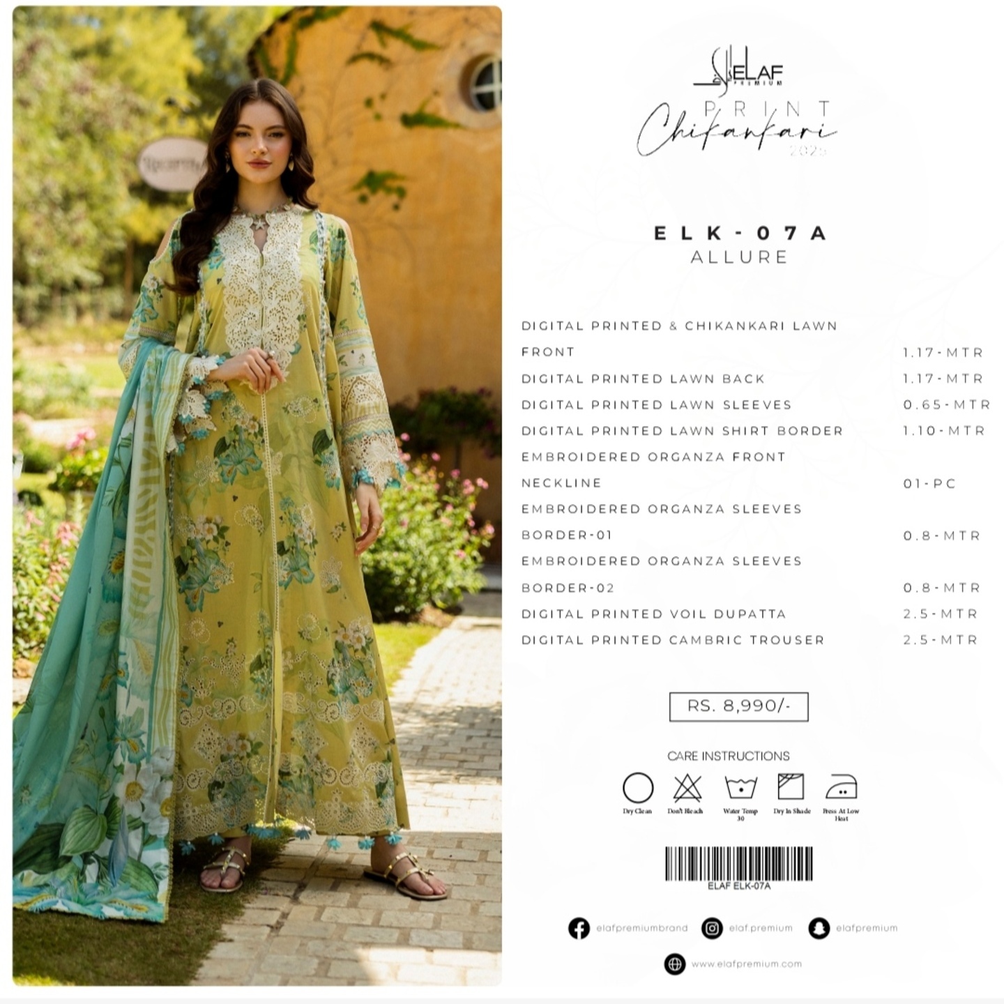 Elaf Chikankari Lawn 2025