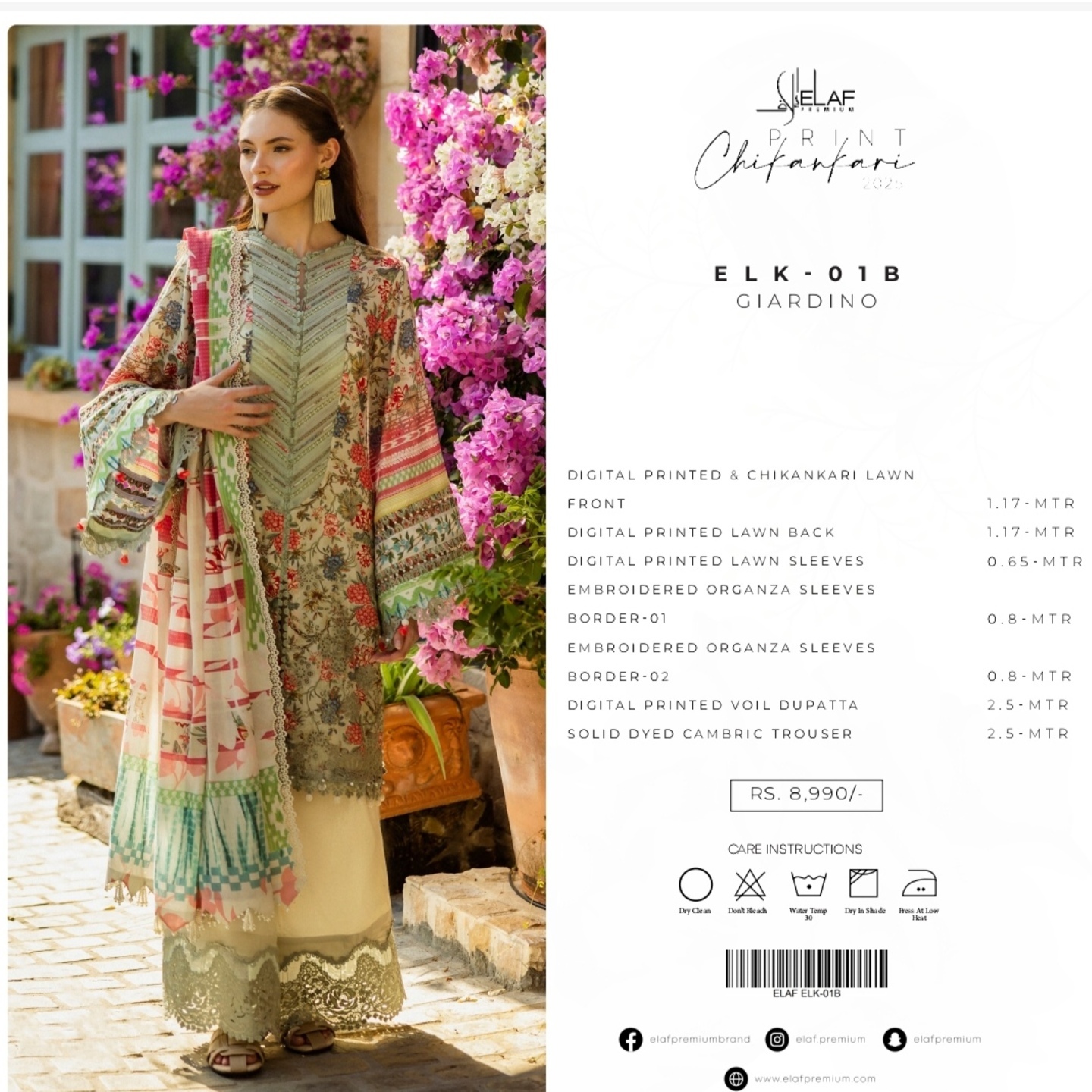 Elaf Chikankari Lawn 2025