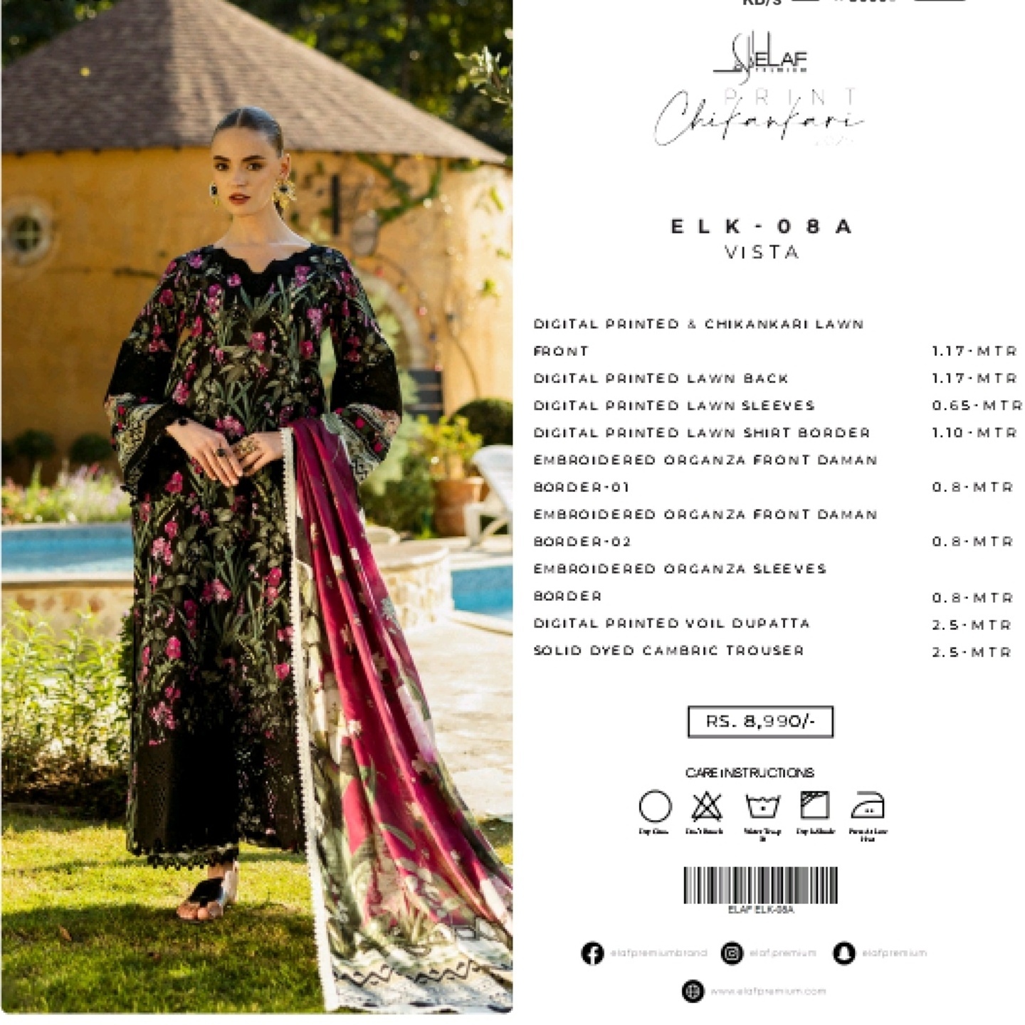 Elaf Chikankari Lawn 2025
