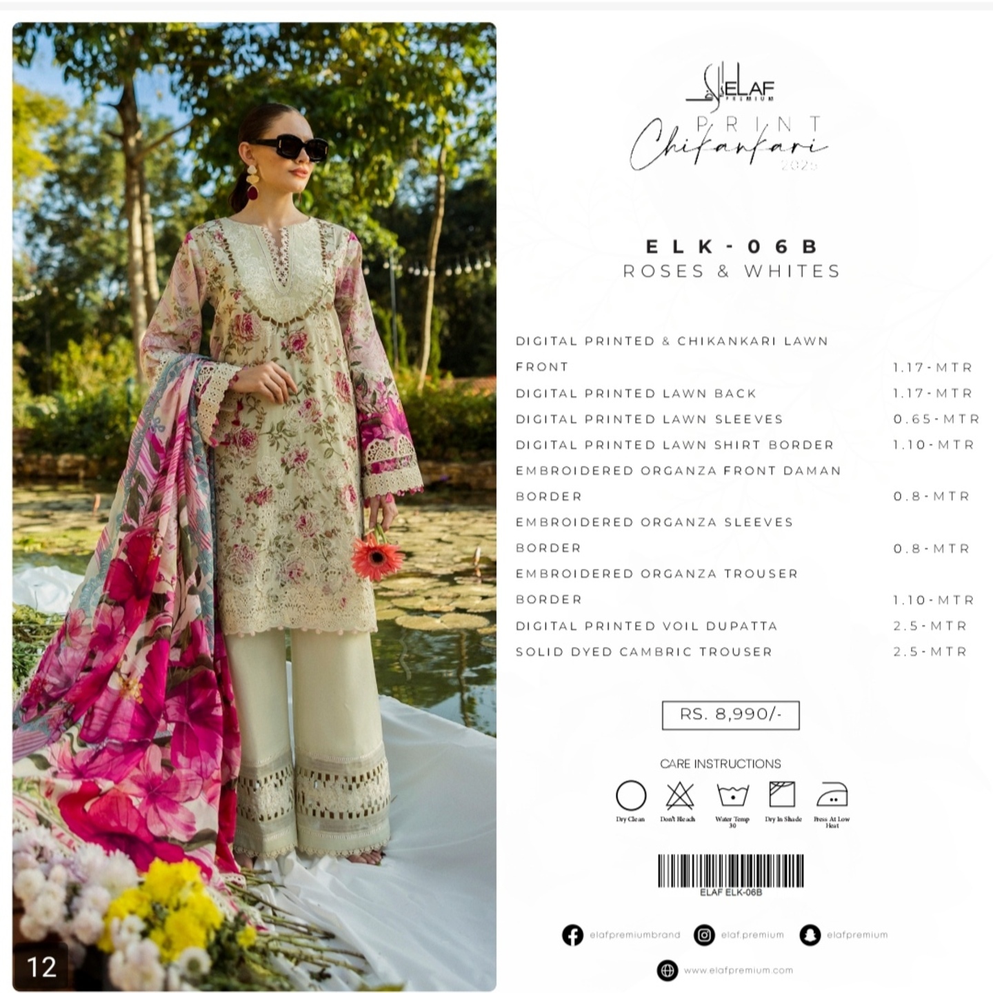 Elaf Chikankari Lawn 2025