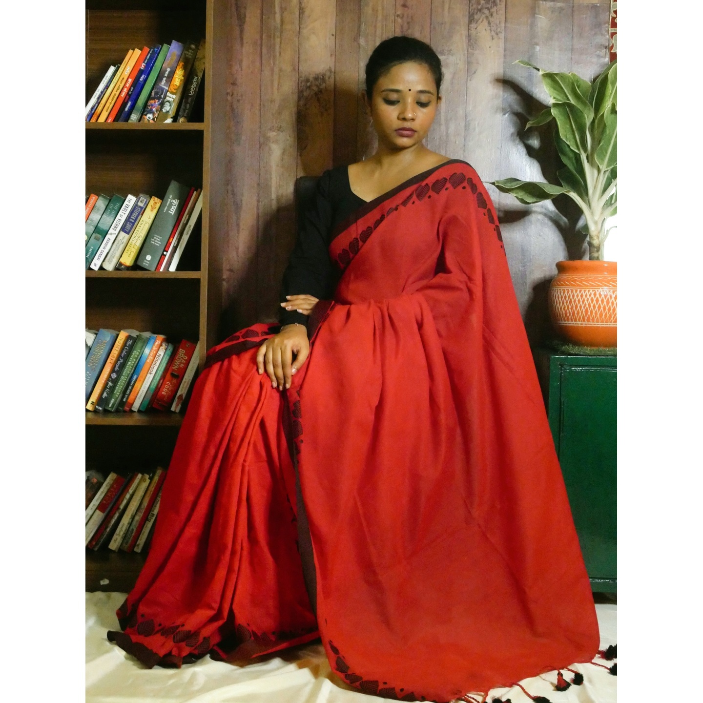 Red cotton handloom saree