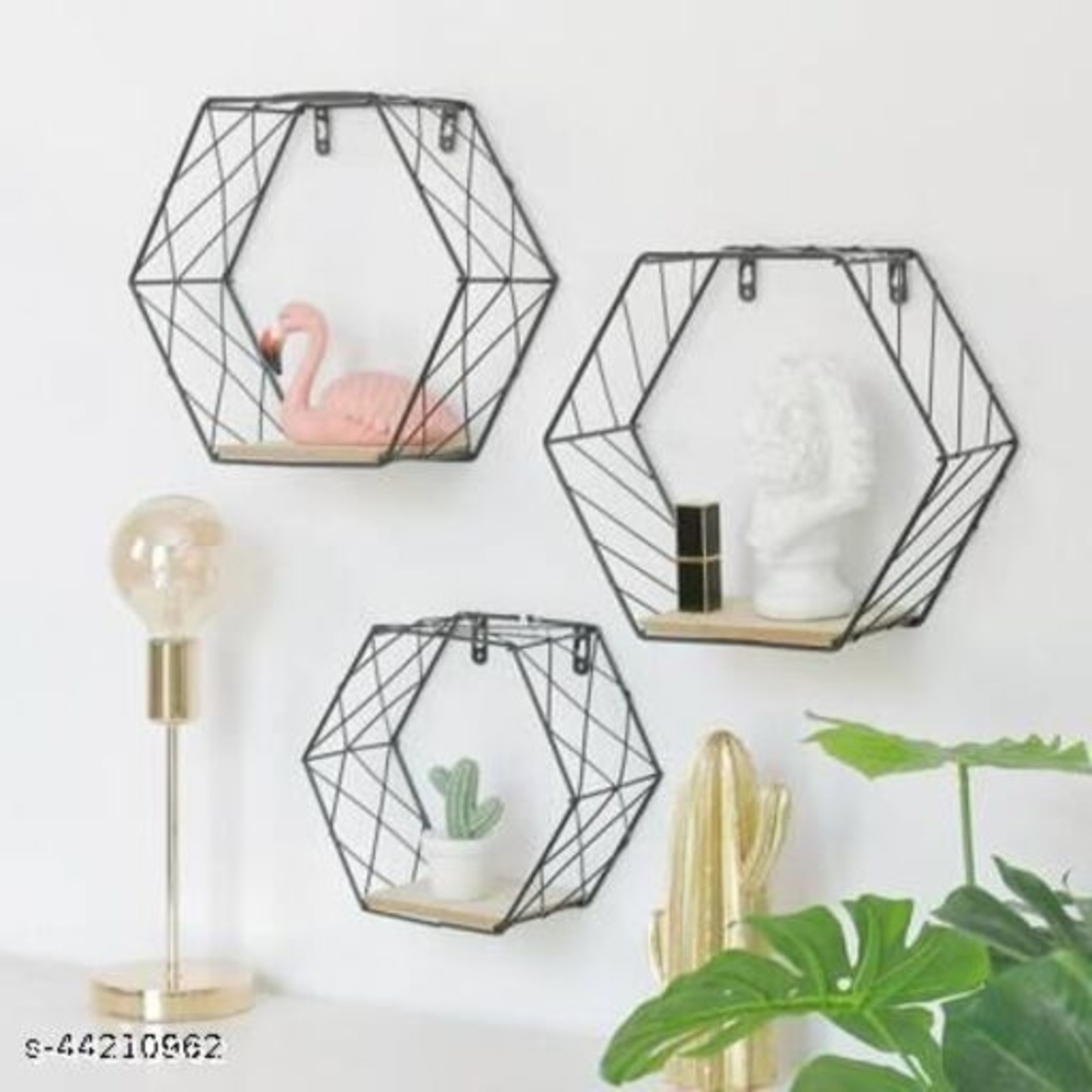 Hexagon Iron Wall Shelf Set of 3