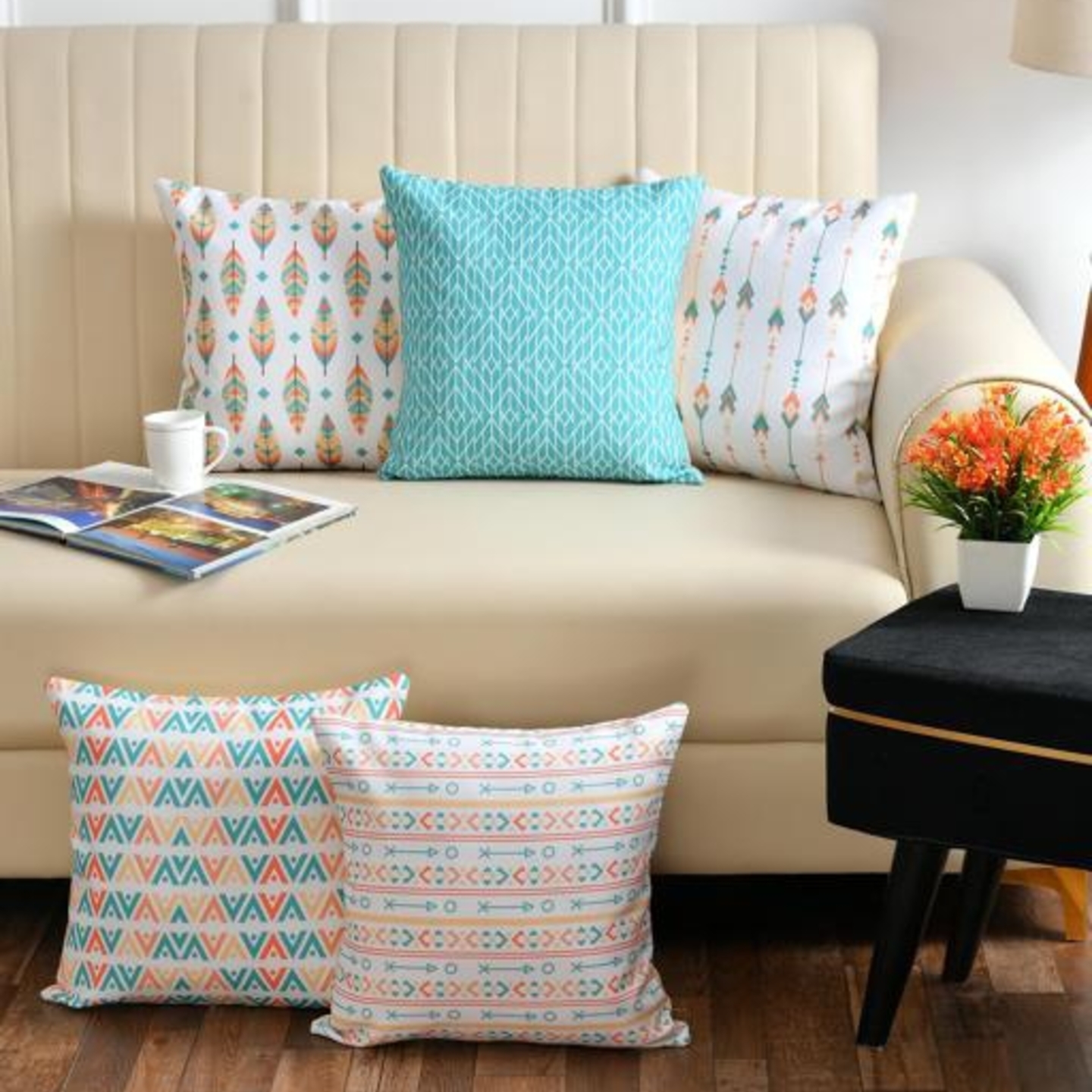 Aztec Printed Cushion Covers Set of 5