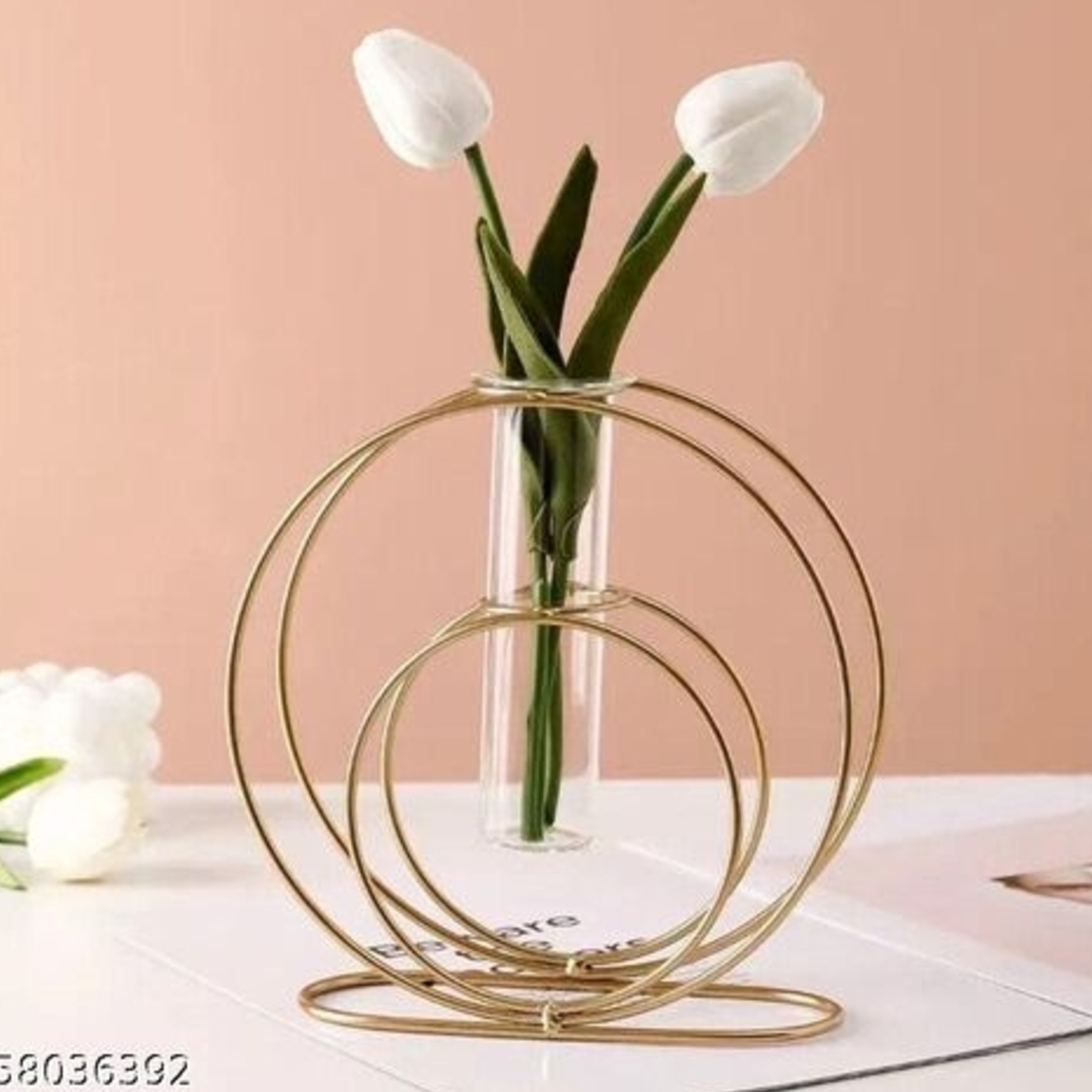 Circular Metal and Glass Tube Vase