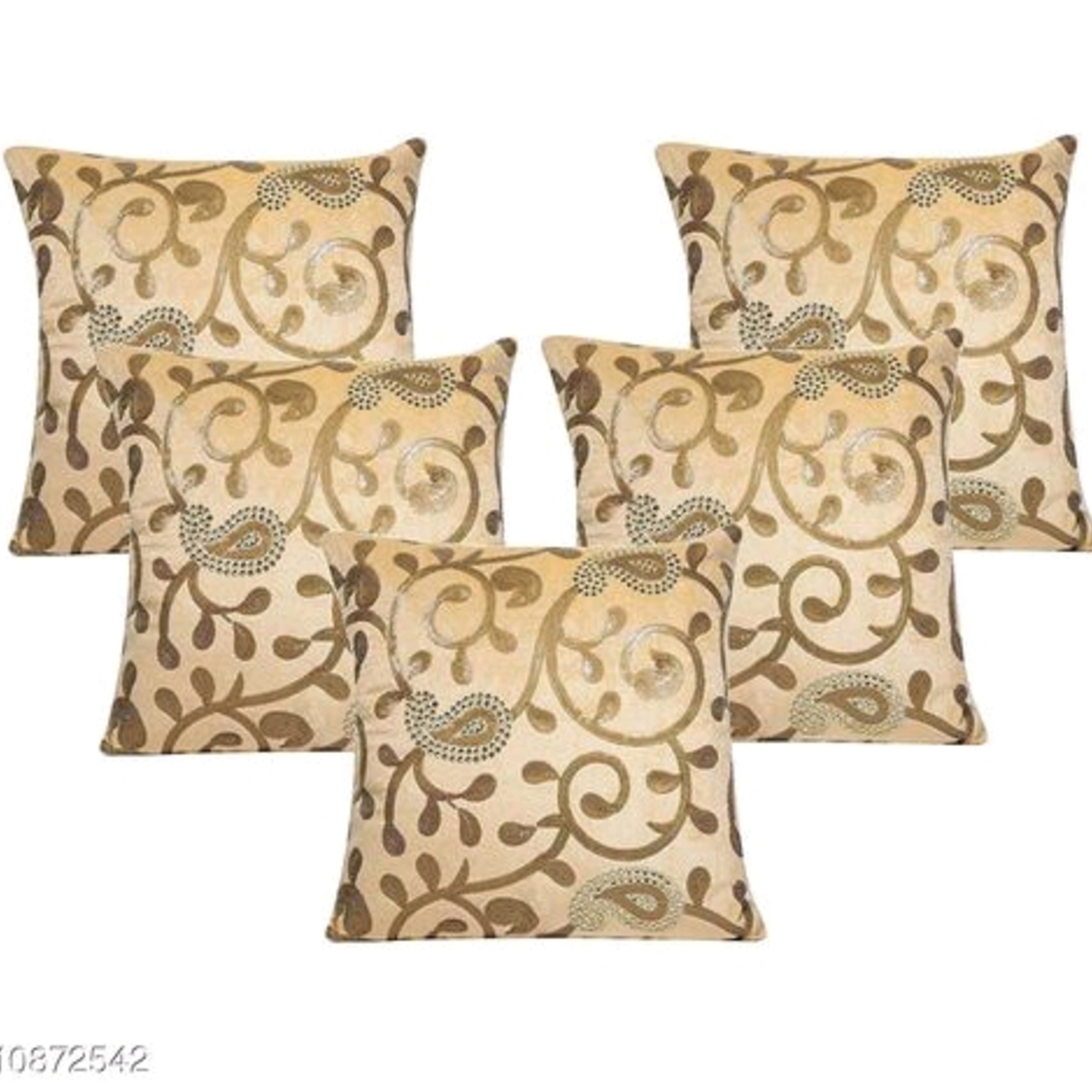 Velvet Cushion Covers with Zari Embroidery - Set of 5