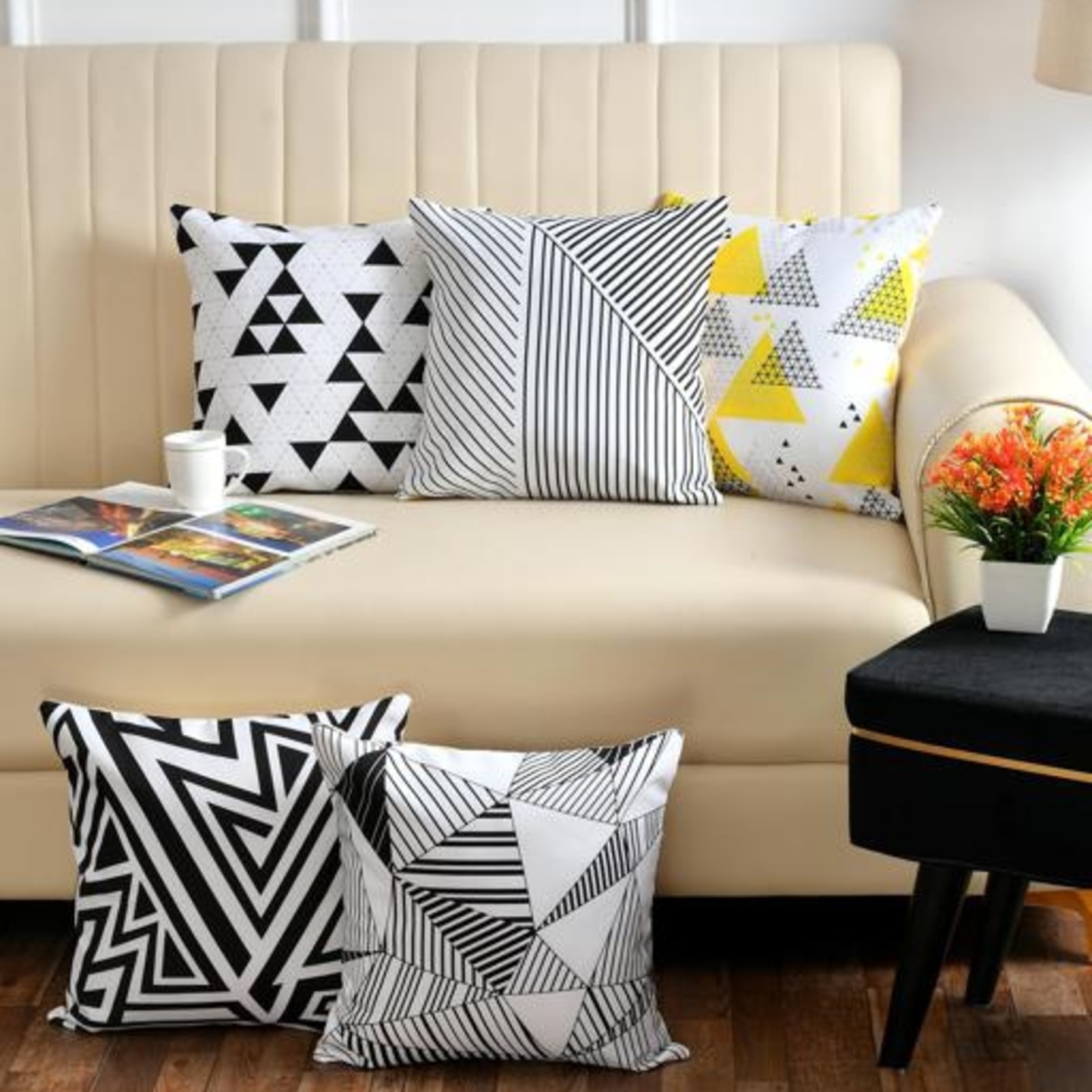 Geometry Printed Cushion Covers Set of 5