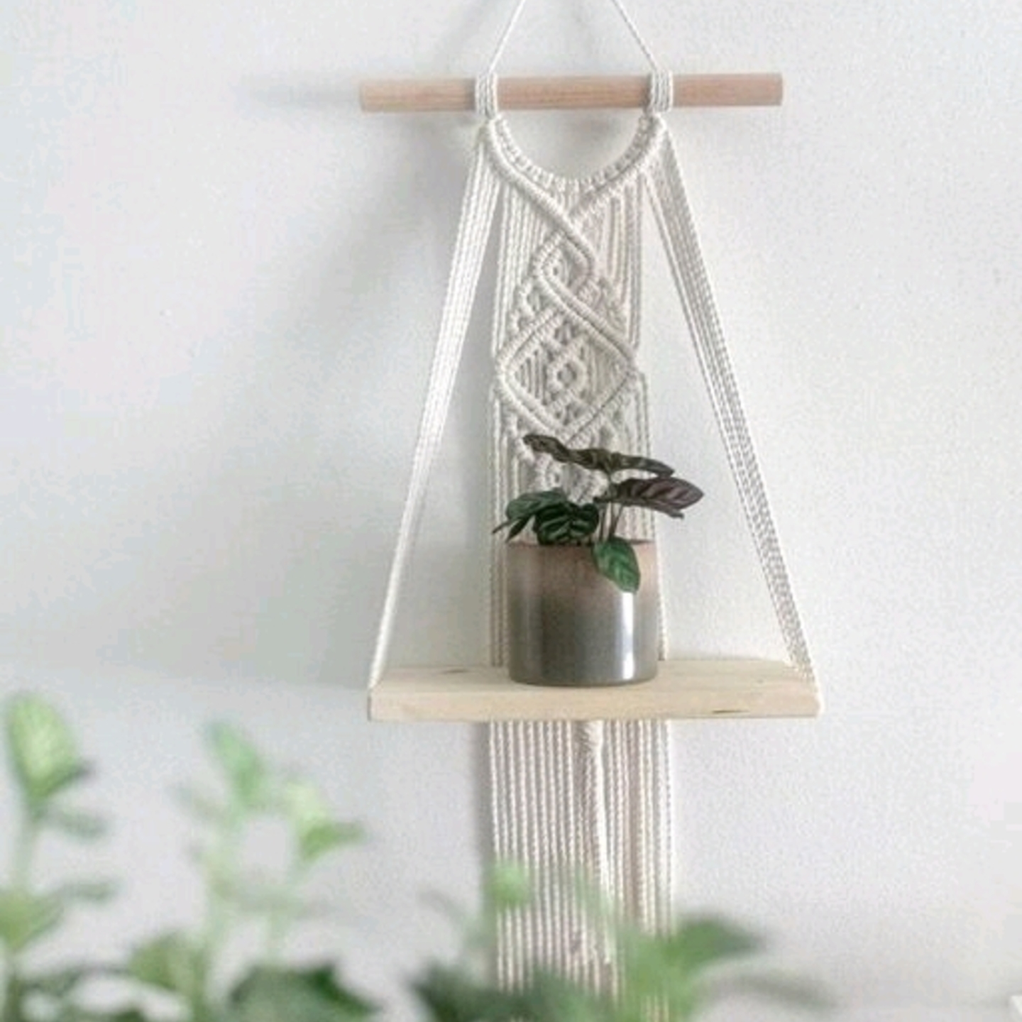 Bohemian Macrame Hanging Wall Shelf